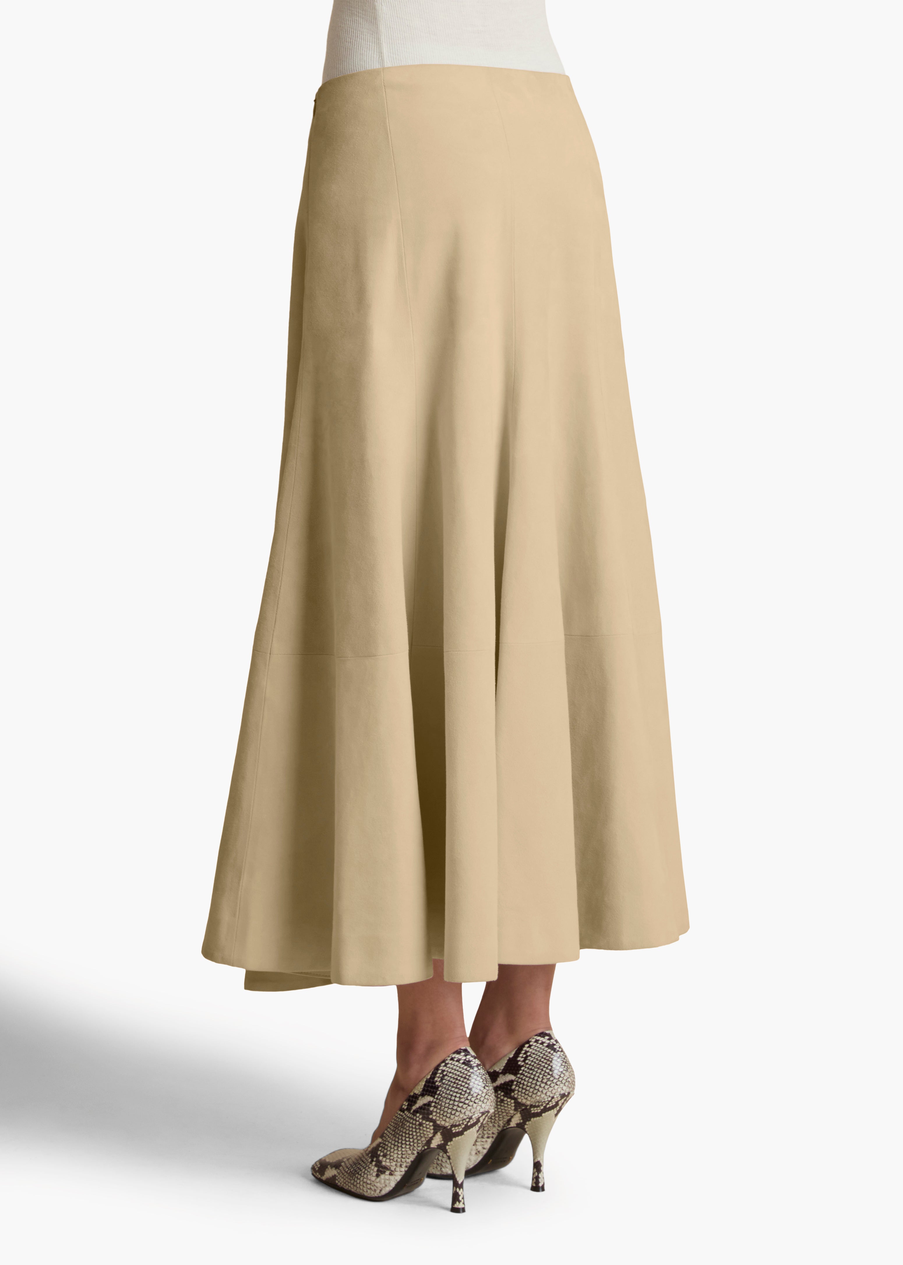 Lenno Skirt in Sand Suede BACK VIEW