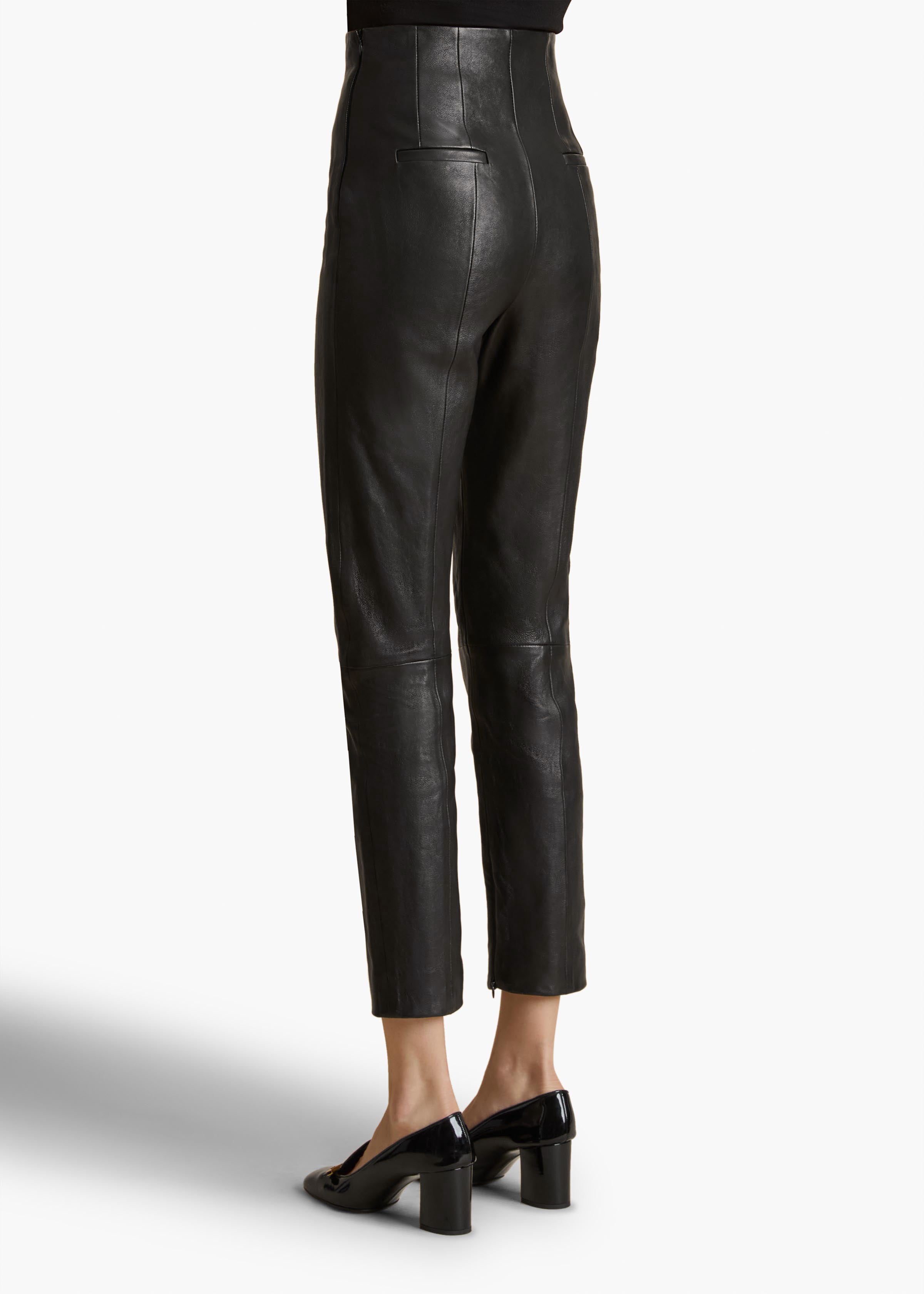 LENN PANT IN BLACK LEATHER BACK VIEW