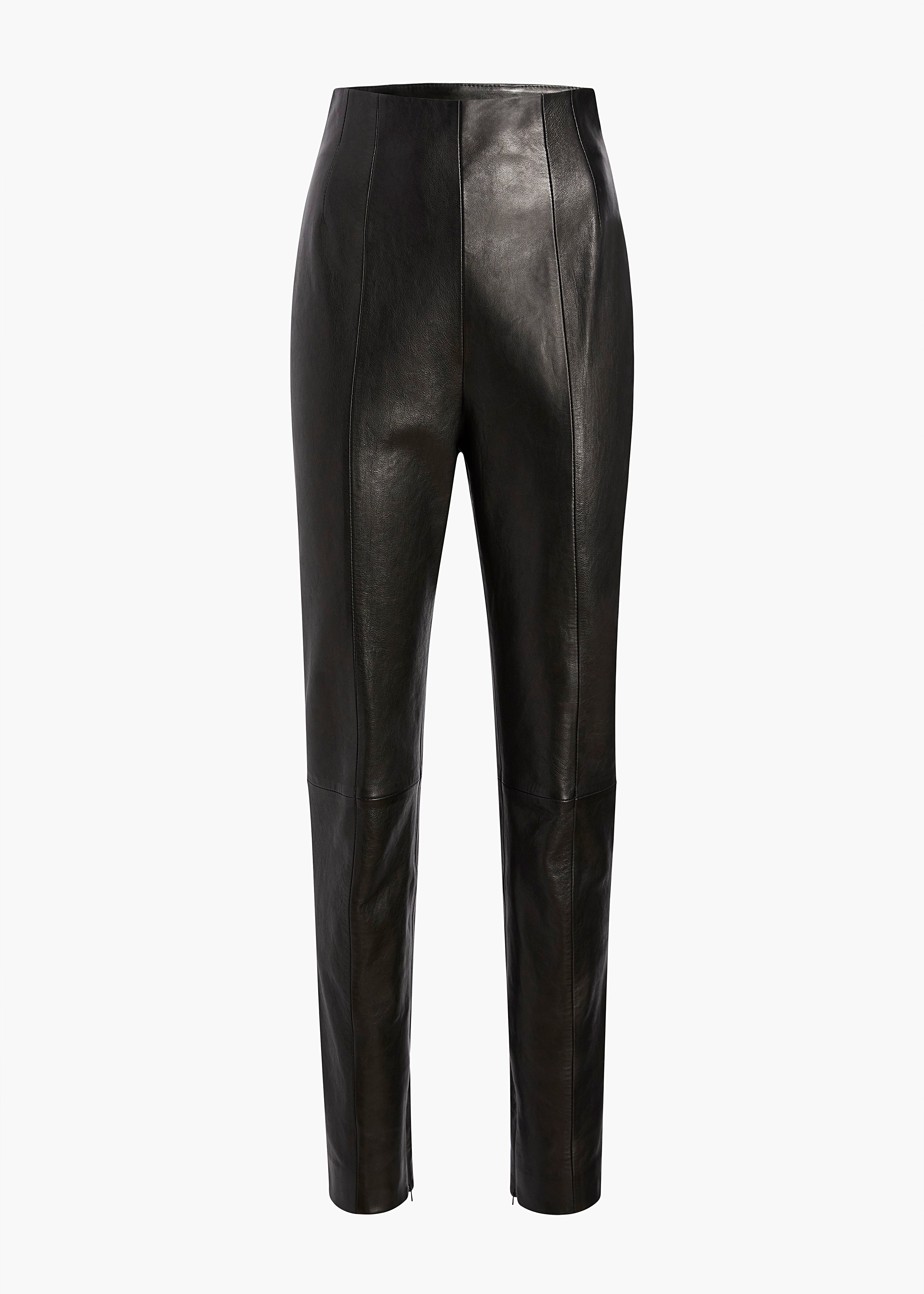 LENN PANT IN BLACK LEATHER FLAT VIEW