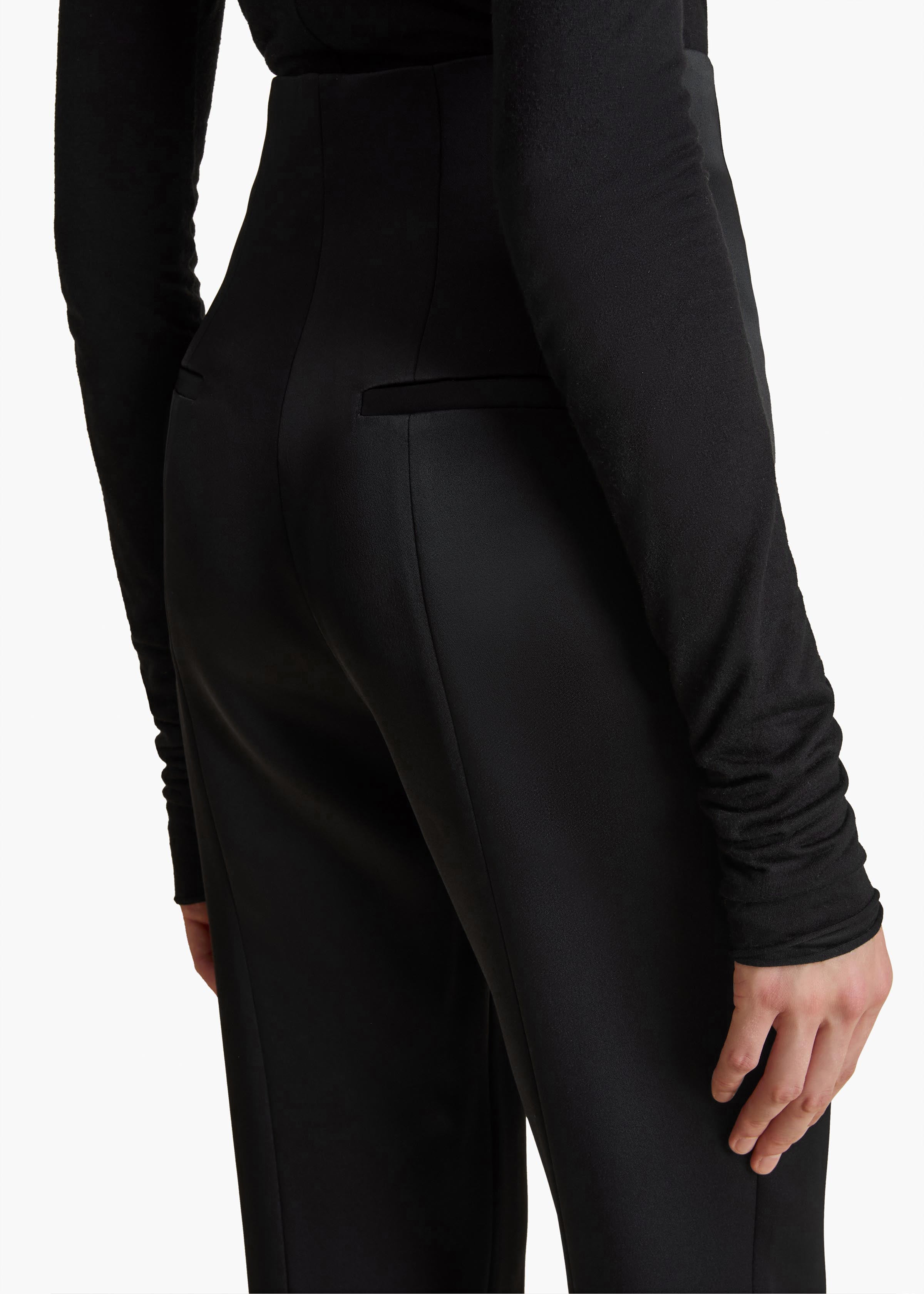 LENN PANT BLACK CREPE SATIN DETAILED VIEW 2