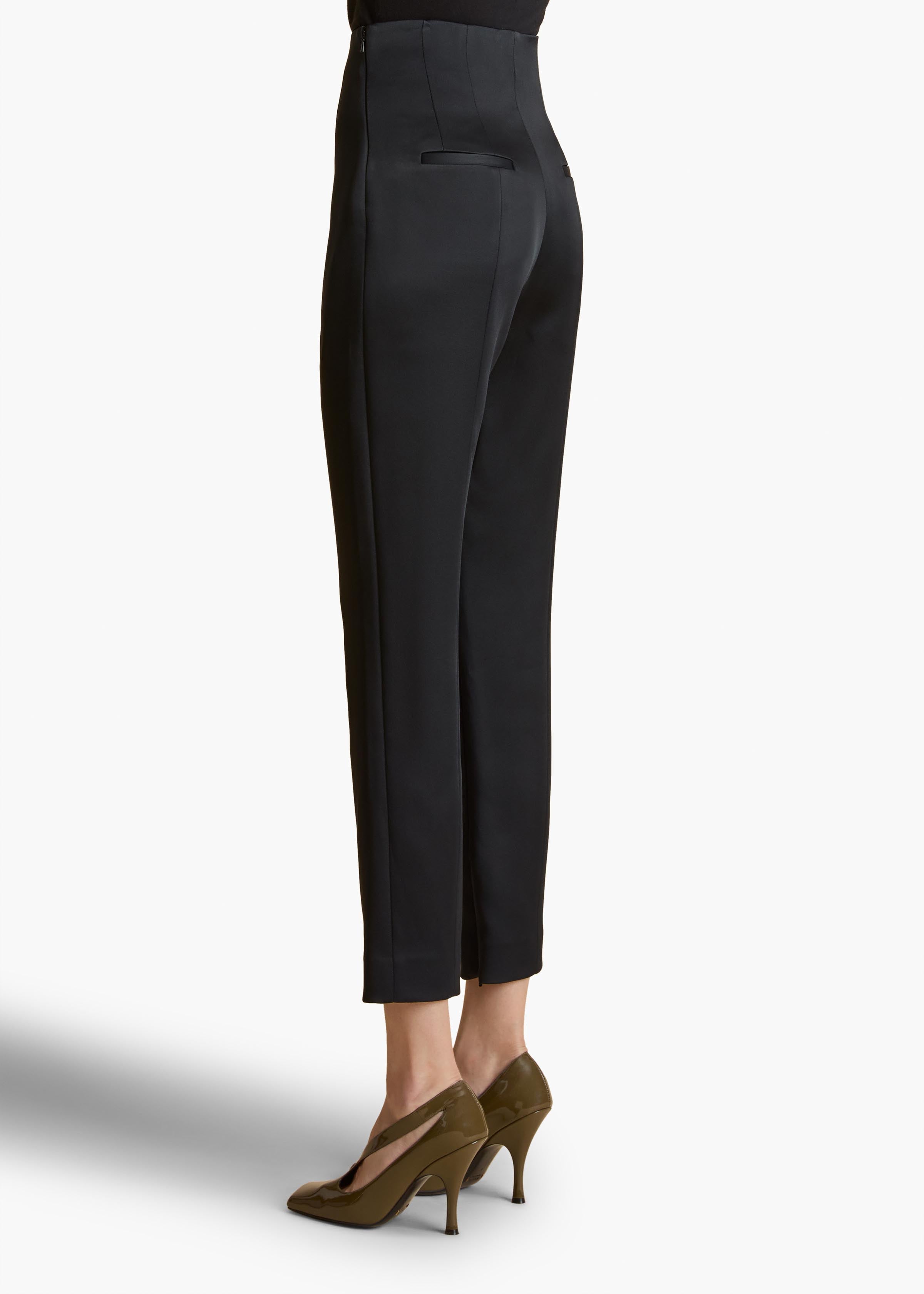 LENN PANT BLACK CREPE SATIN BACK VIEW