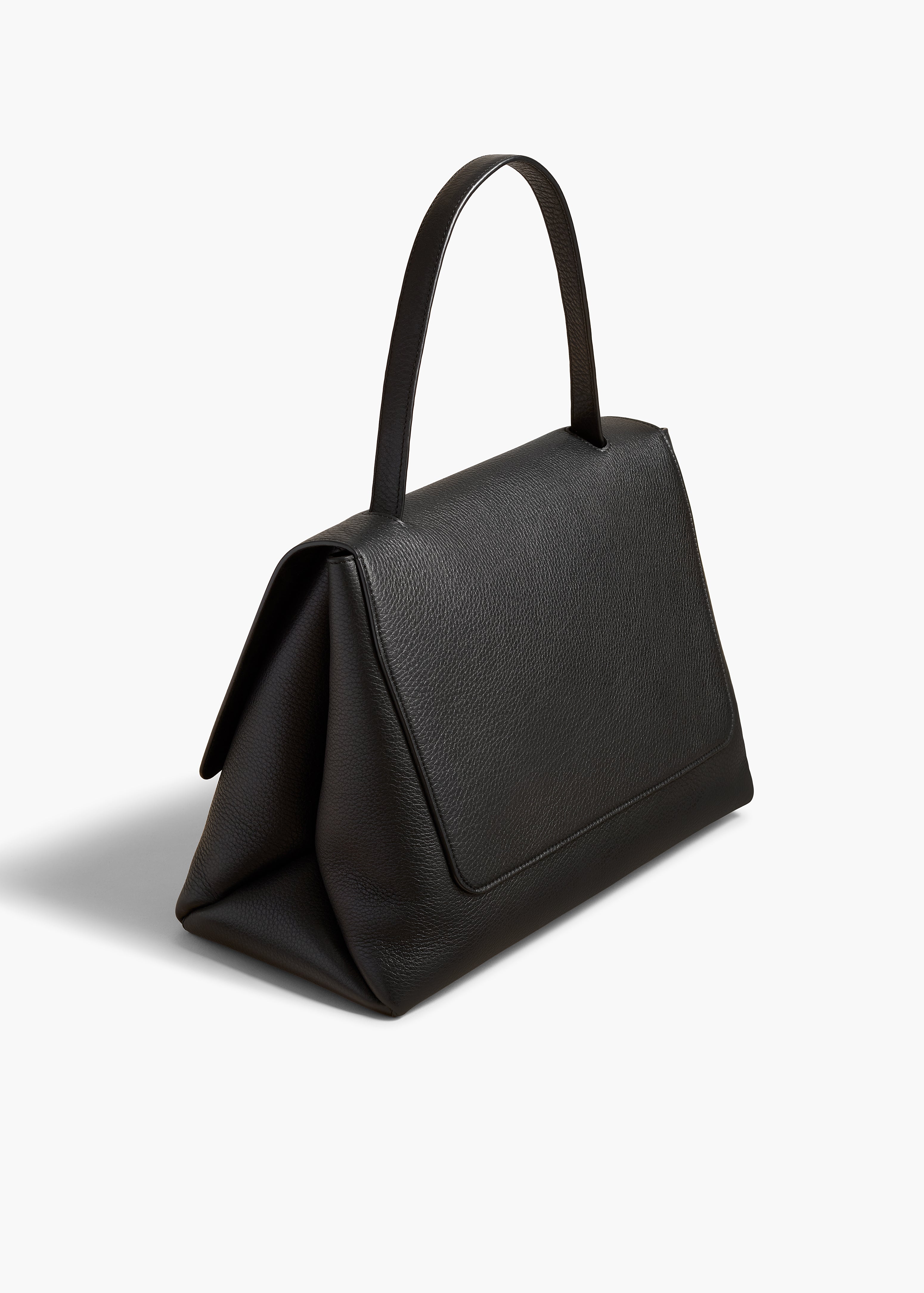 LIA HANDBAG IN BLACK LEATHER ANGLED VIEW