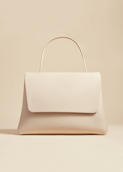 The Large Lia Bag in Dark Ivory Pebbled Leather