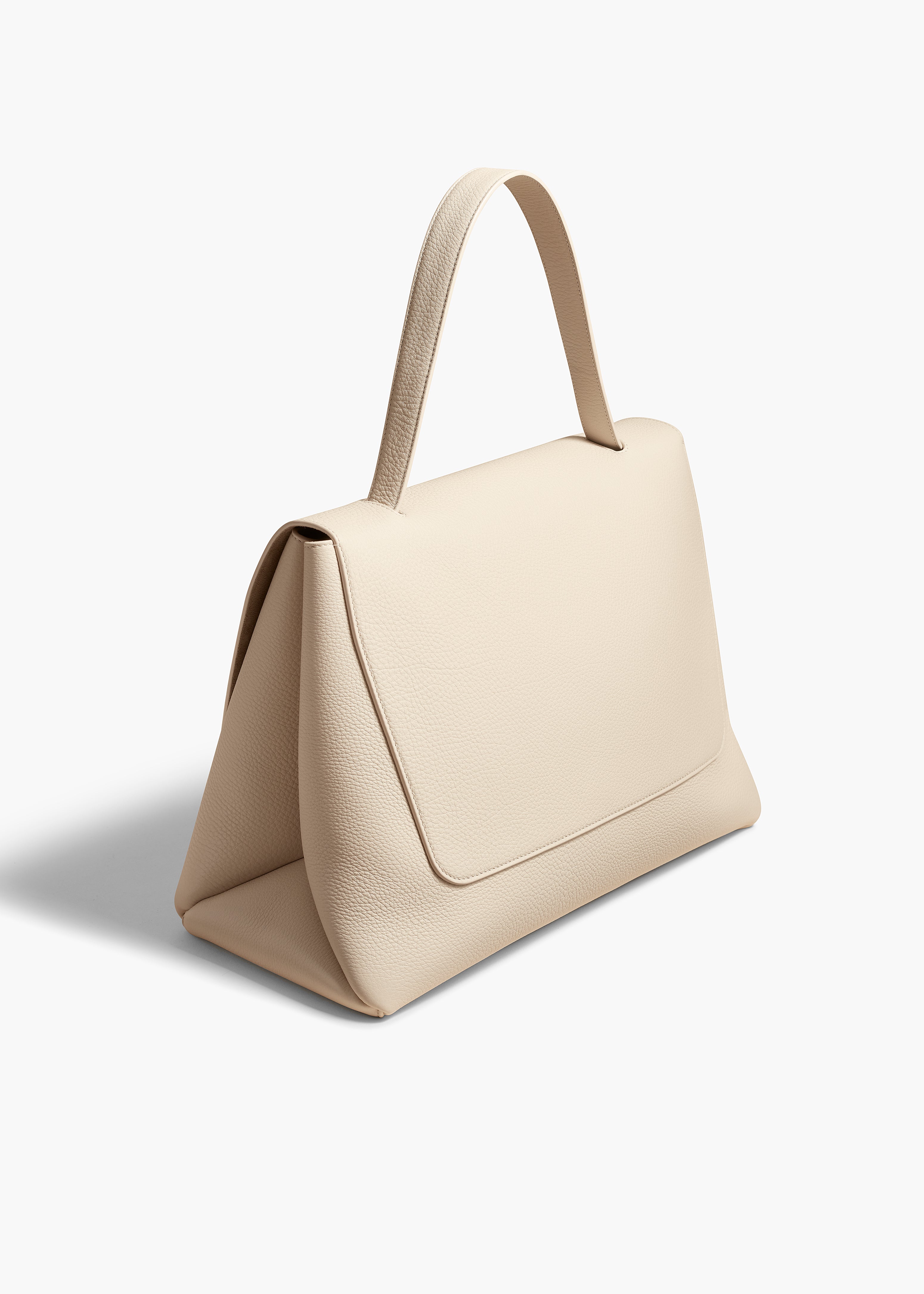 LIA HANDBAG IN DARK IVORY LEATHER BACK VIEW