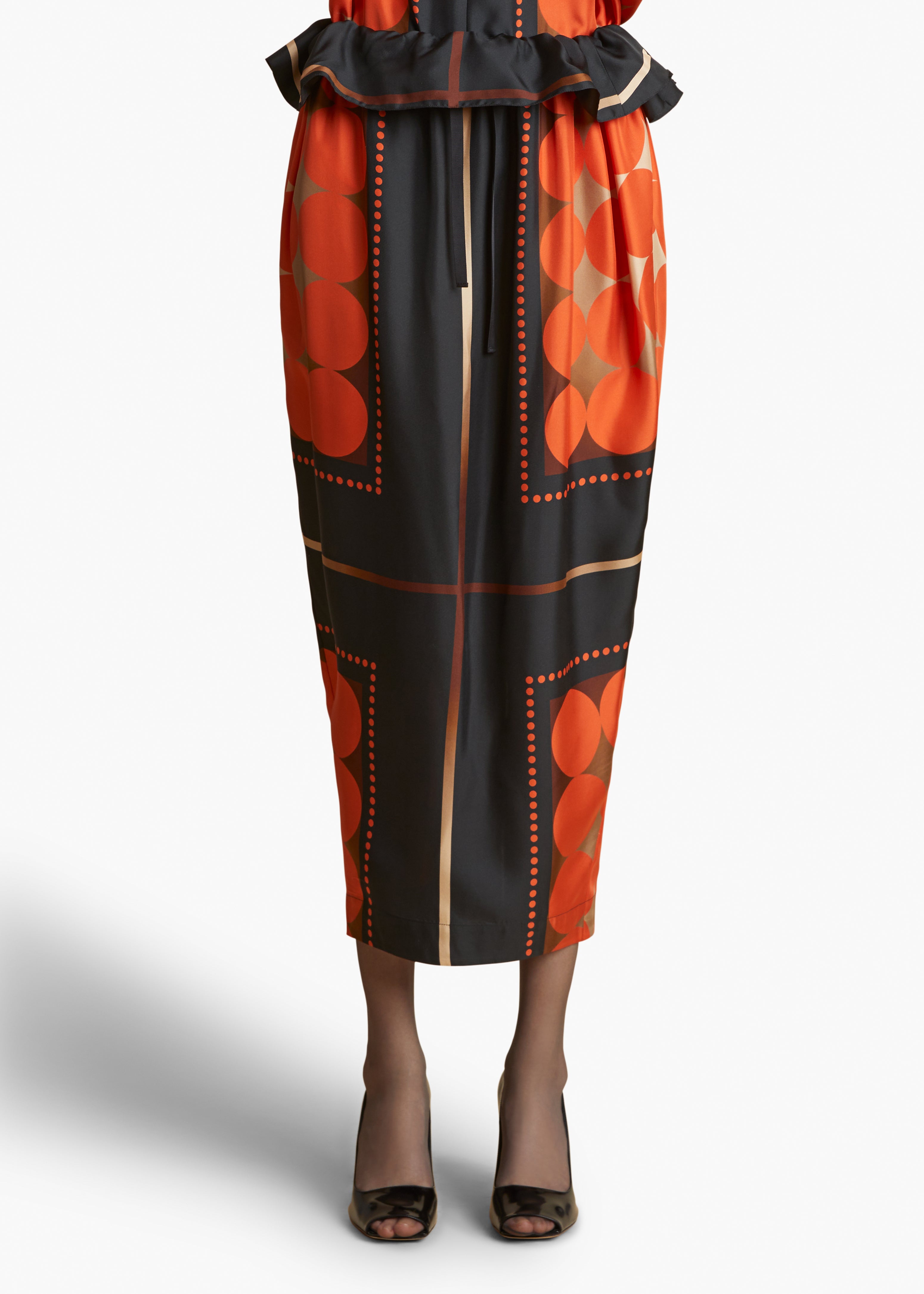 LILIA SKIRT IN ORANGE-MULTI FRONT VIEW