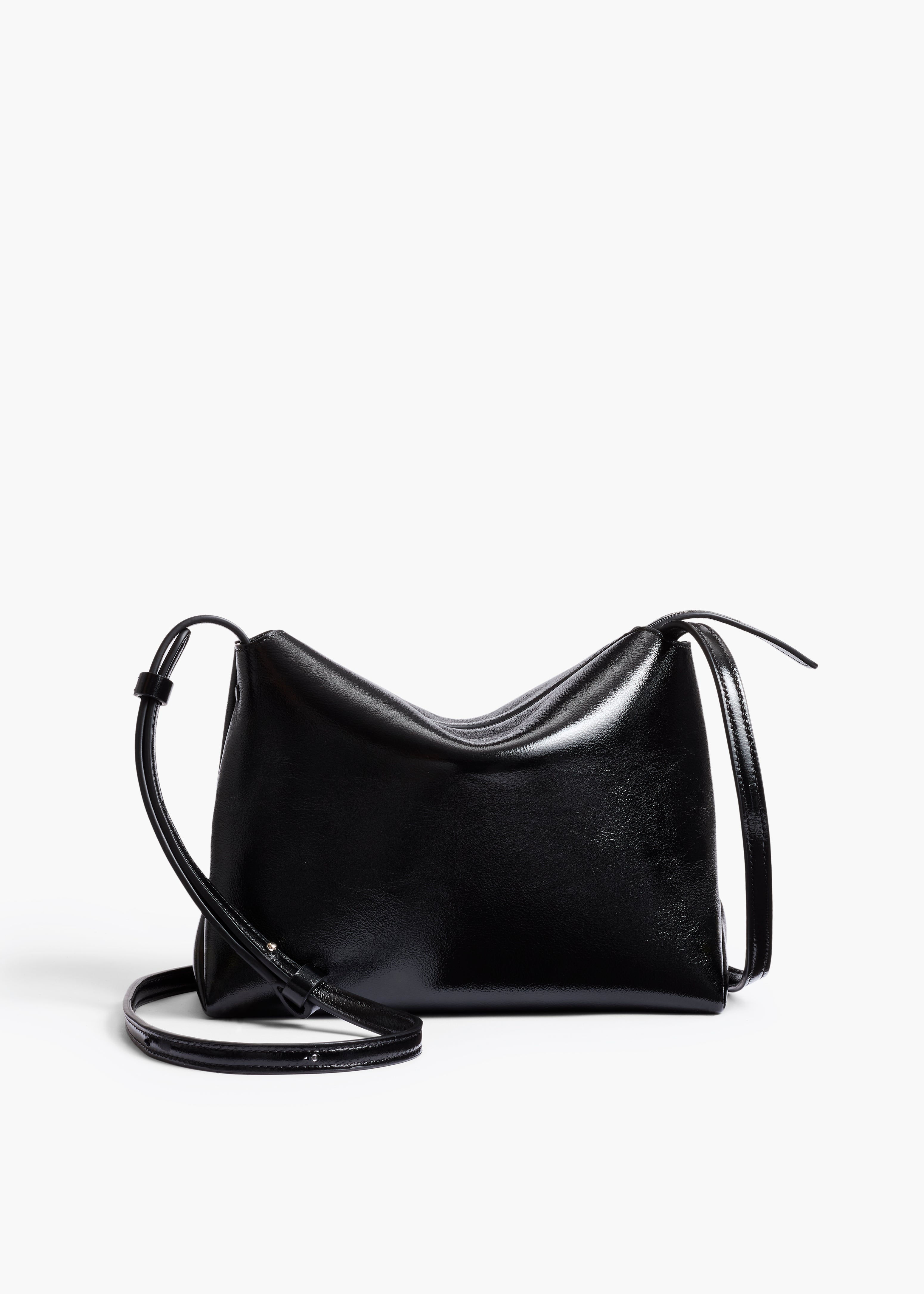 KHAITE - Lina Crossbody Bag in Black Crackle Patent Leather