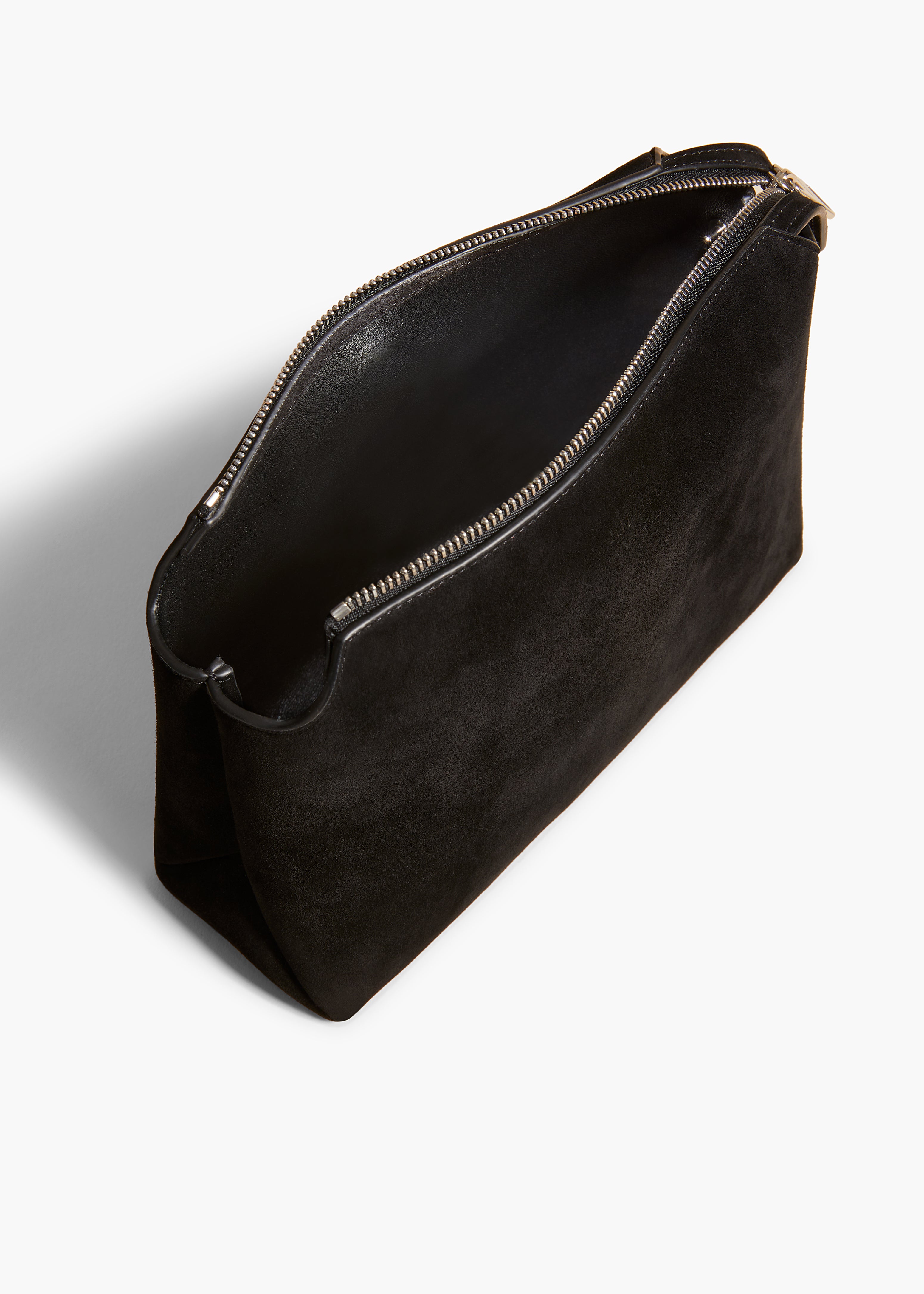 LINA MEDIUM CROSSBODY IN BLACK SUEDE OVERHEAD VIEW