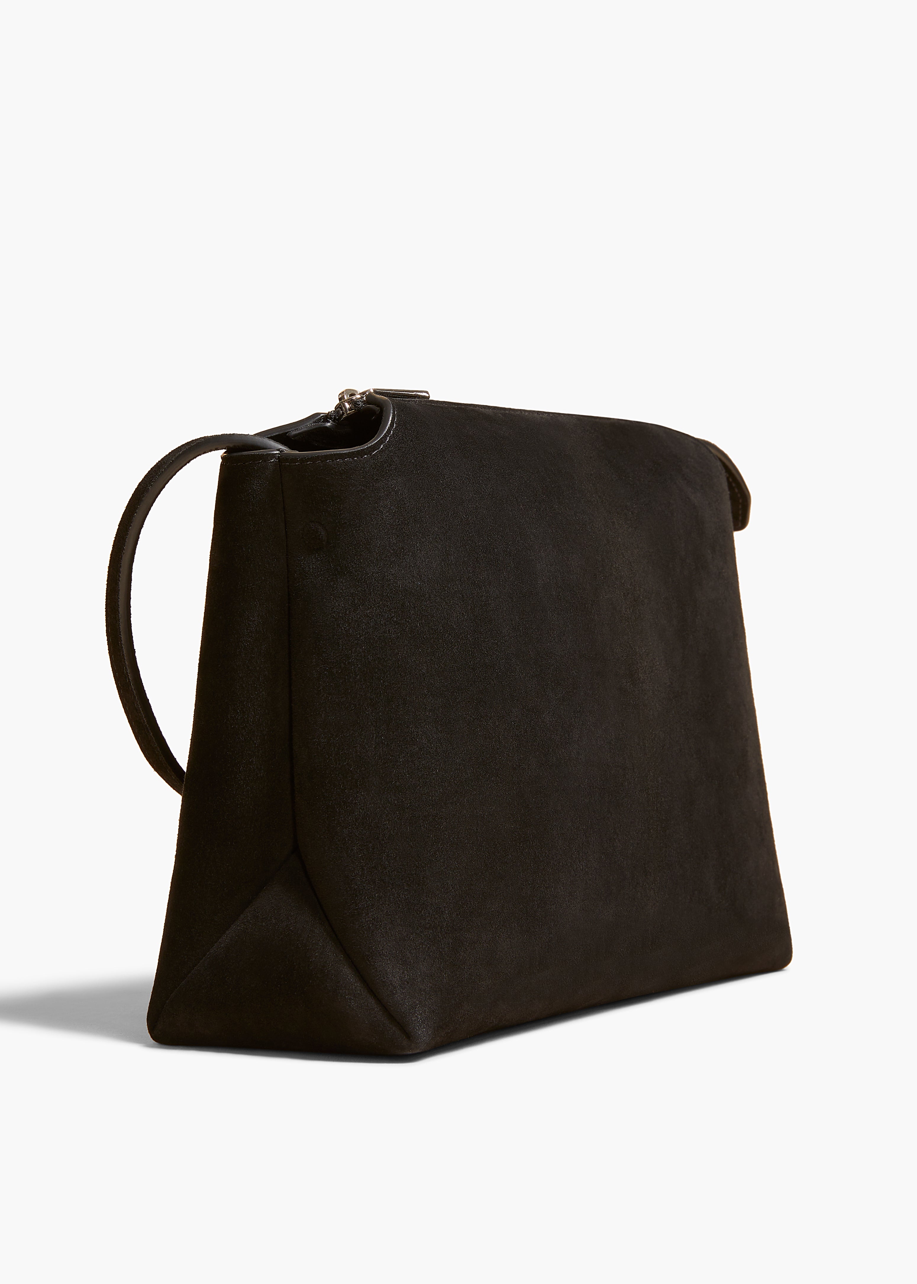 LINA MEDIUM CROSSBODY IN BLACK SUEDE DETAILED VIEW