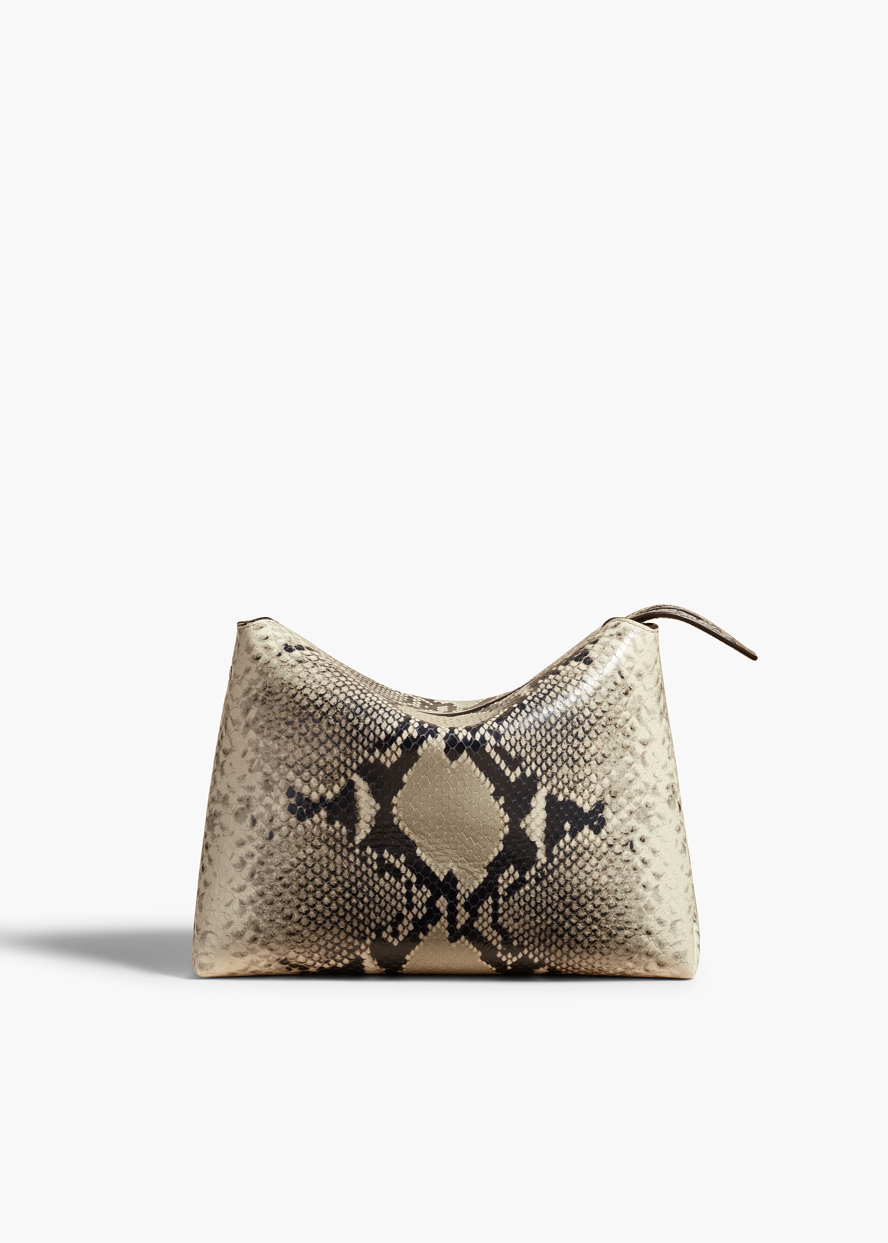 LINA MEDIUM CROSSBODY IN NATURAL PYTHON FRONT VIEW WITHOUT STRAP