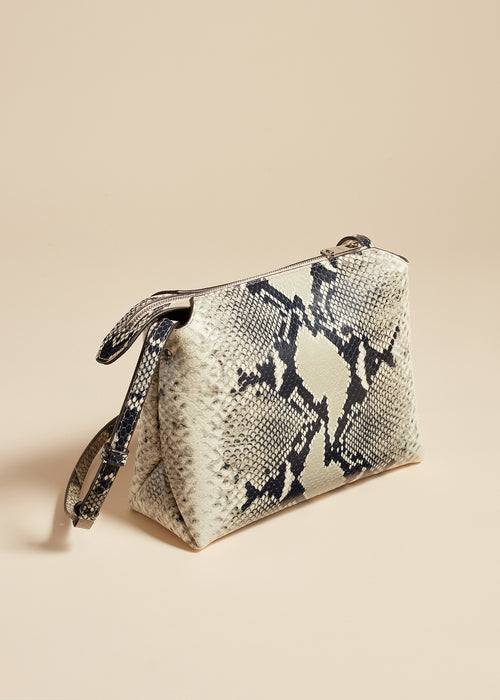 The Lina Crossbody Bag in Natural Python-Embossed Leather