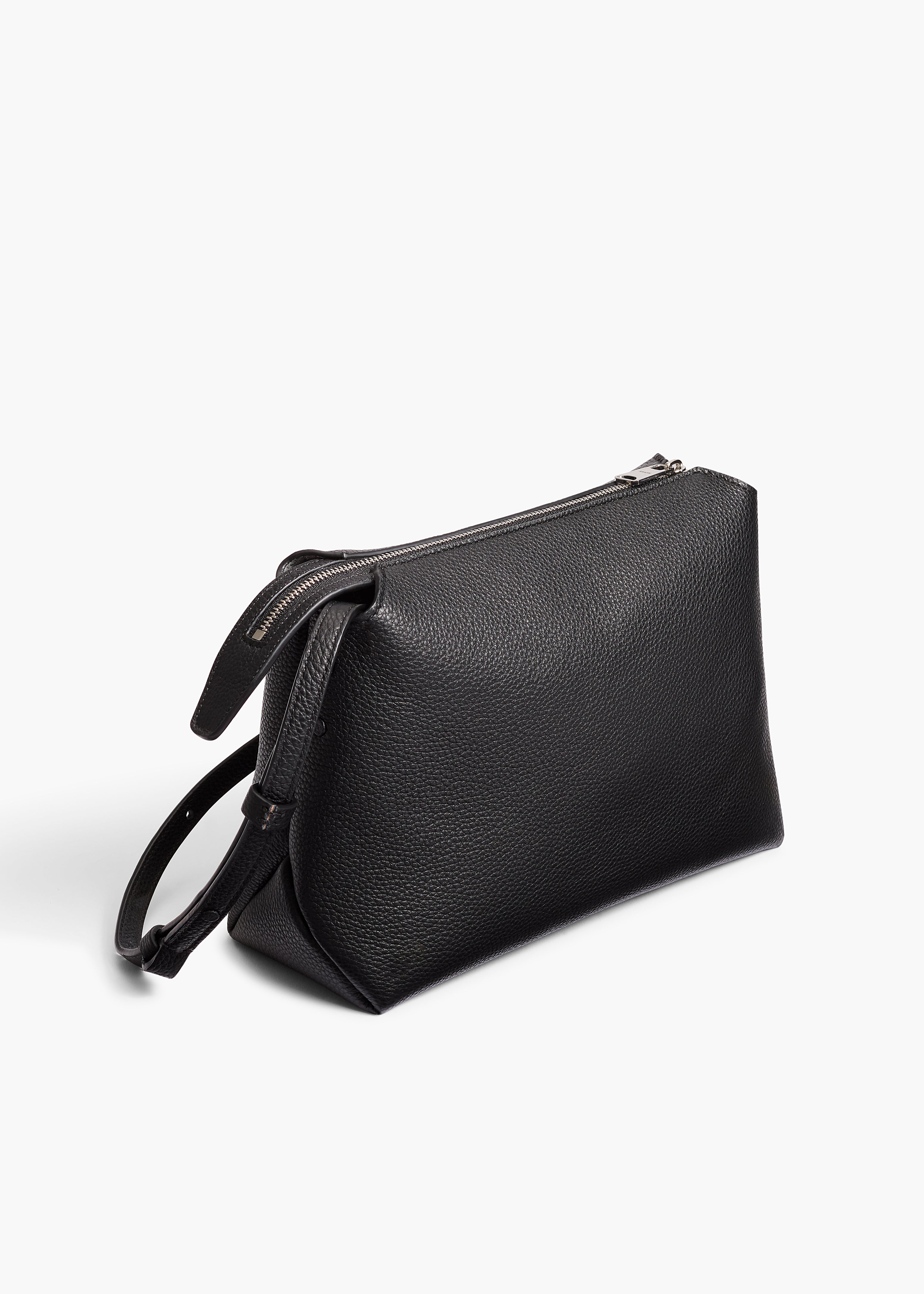 Lina Crossbody Bag in Black Pebbled Leather BACK VIEW