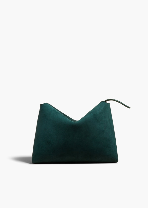 LINA MEDIUM CROSSBODY IN ENGLISH GREEN SUEDE FRONT VIEW WITHOUT STRAP