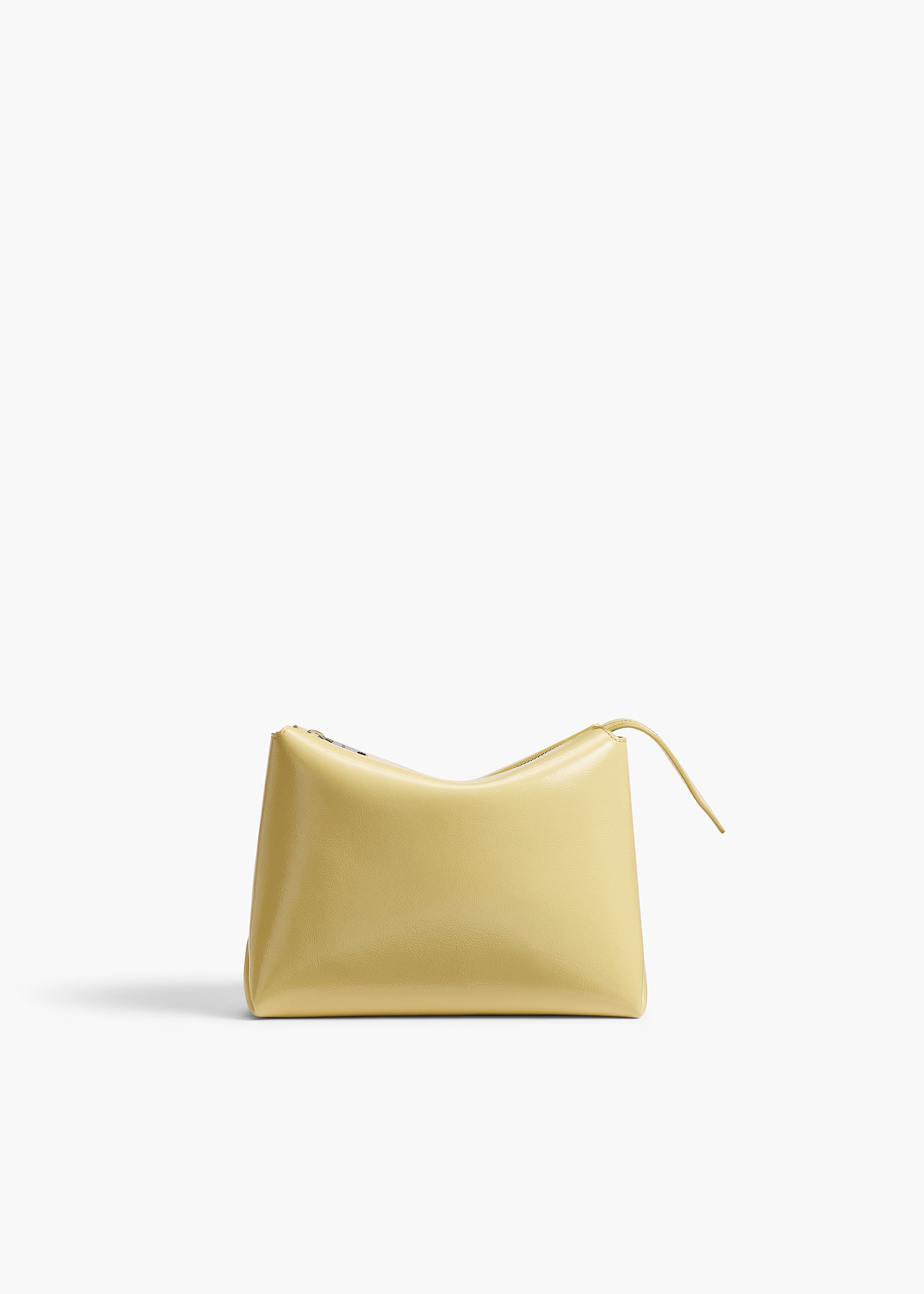 Lina Pochette in Pale Yellow Crackle Patent Leather FRONT VIEW