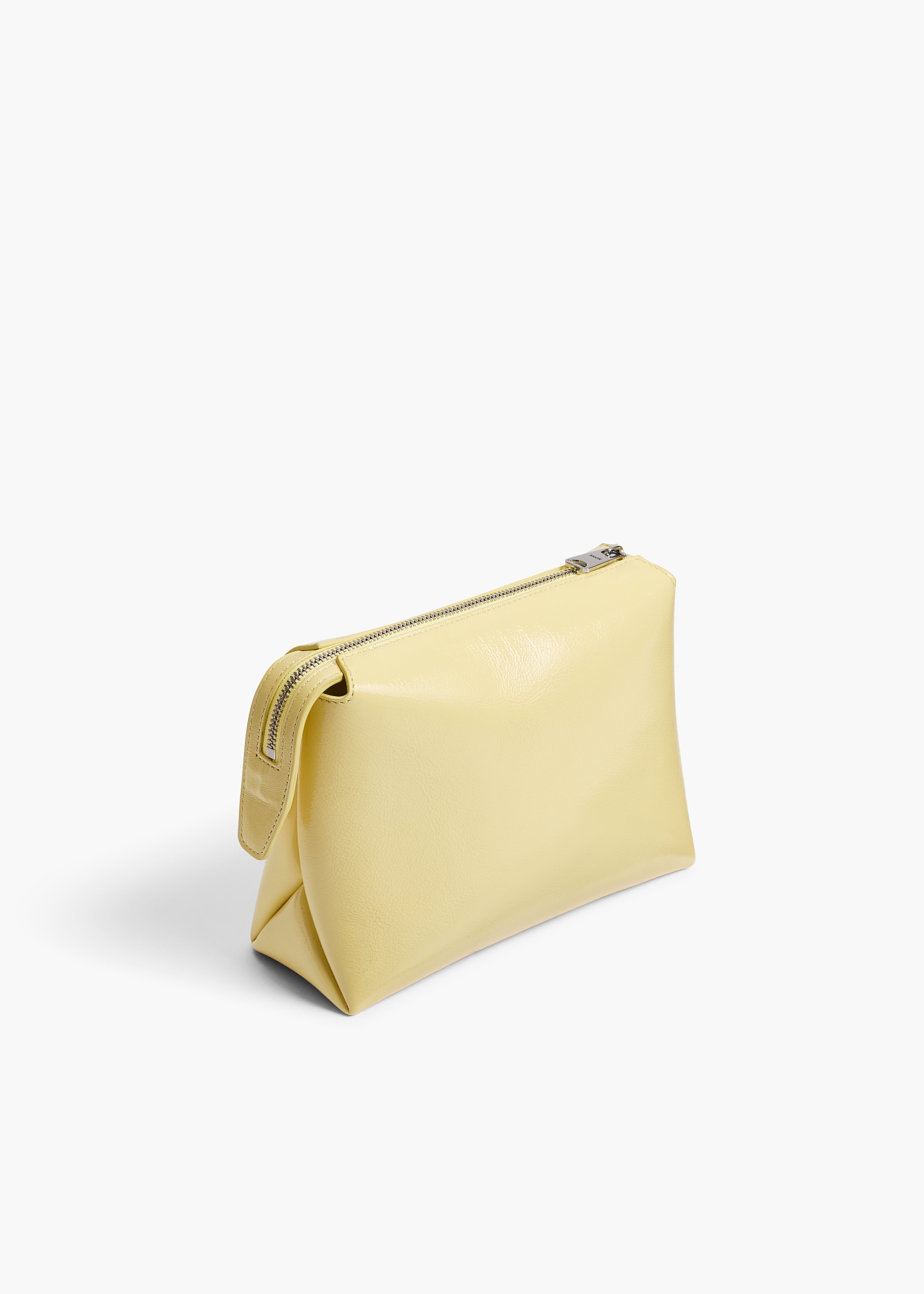 Lina Pochette in Pale Yellow Crackle Patent Leather BACK VIEW