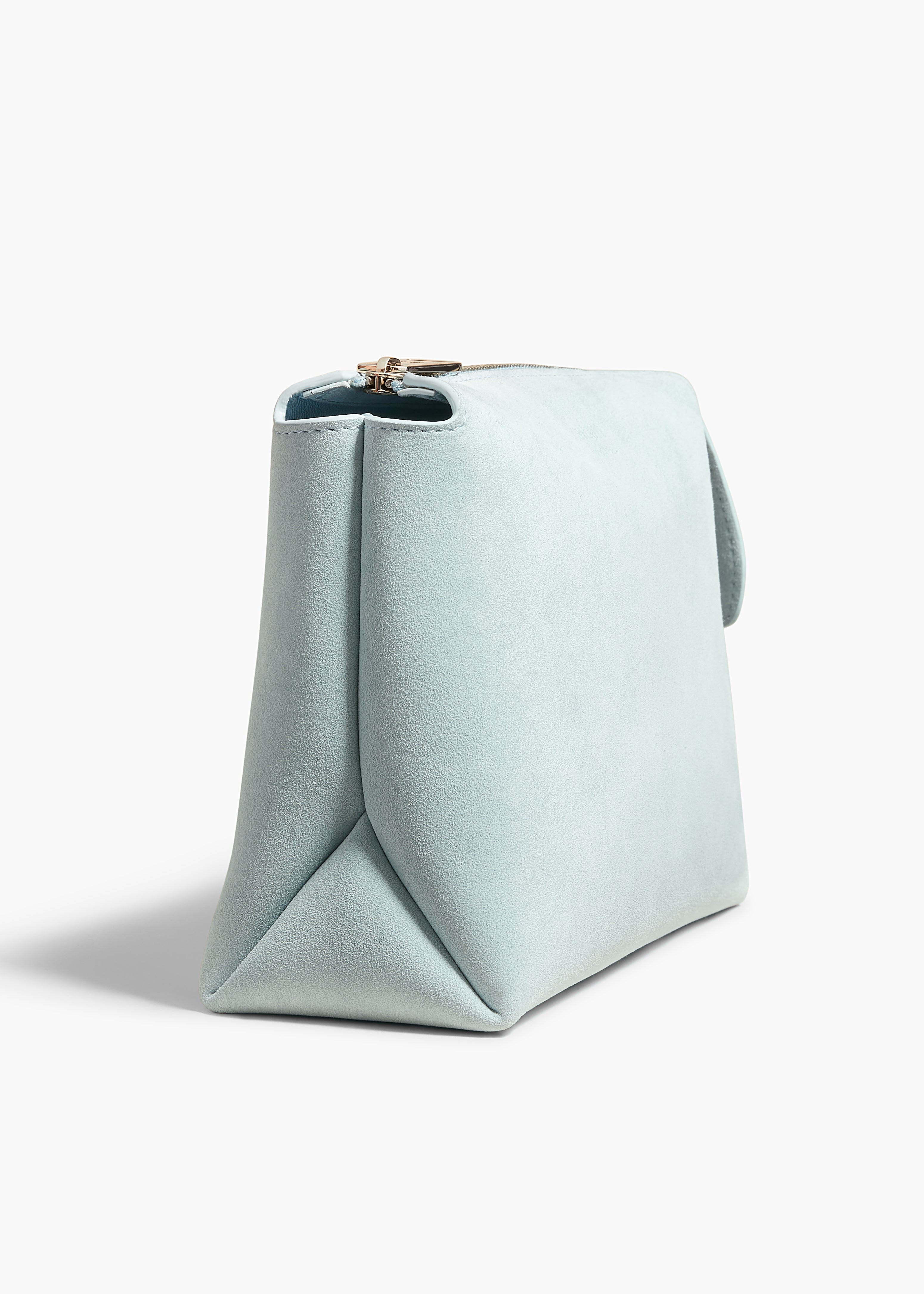 LINA SMALL POUCHETTE IN BABY BLUE SUEDE DETAILED VIEW