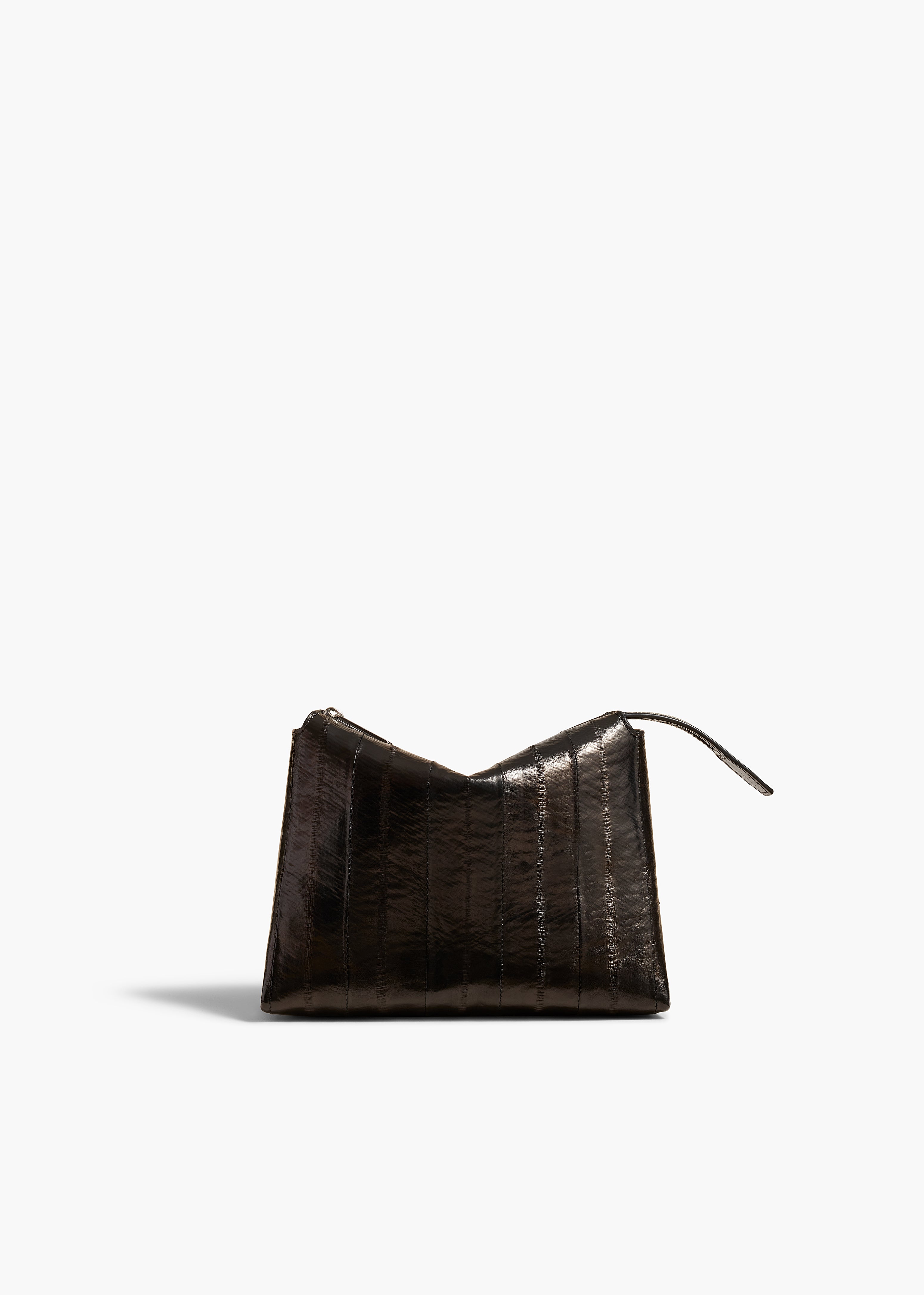 LINA SMALL POUCHETTE IN BLACK EEL FRONT VIEW