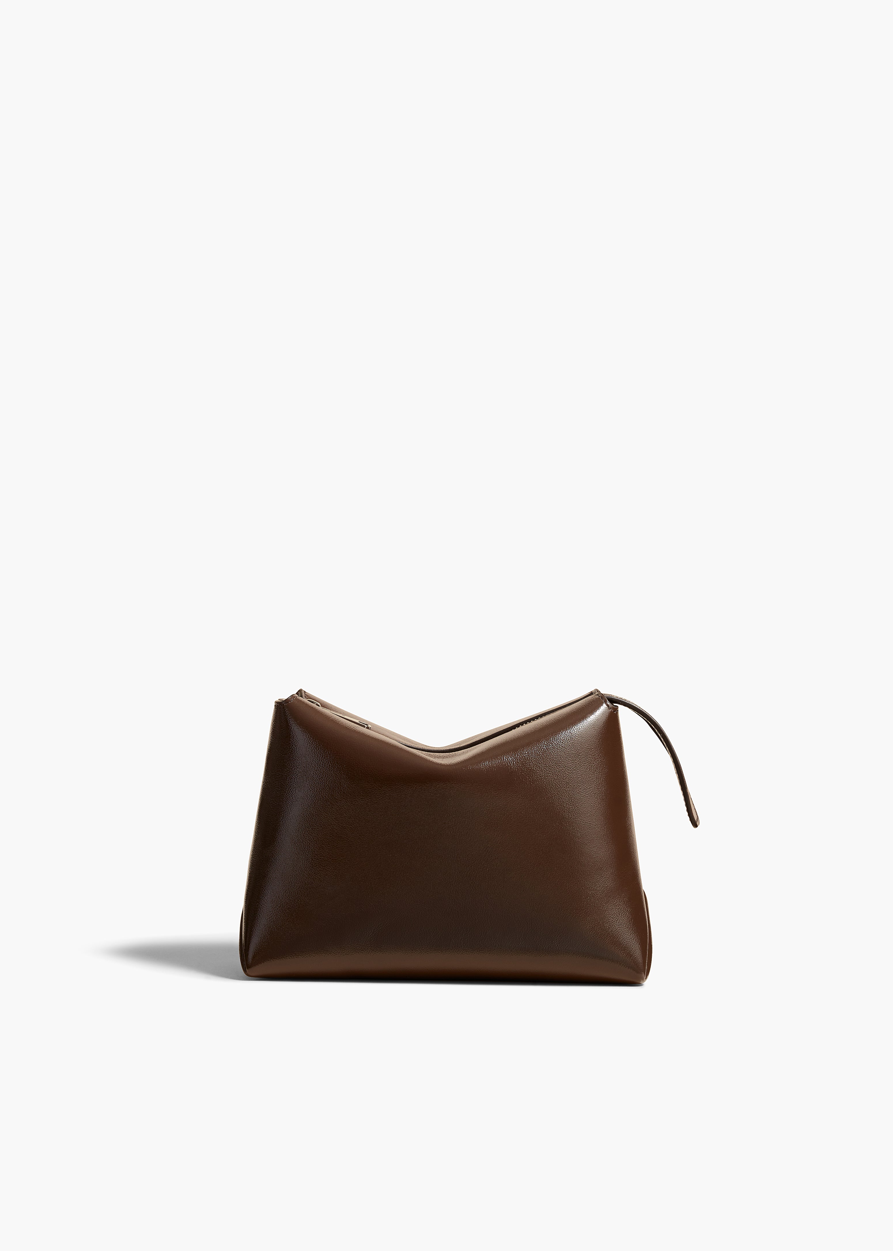 LINA SMALL POUCHETTE IN CHESTNUT CRACKLE PATENT LEATHER FRONT VIEW