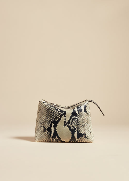 The Lina Pochette in Natural Python-Embossed Leather