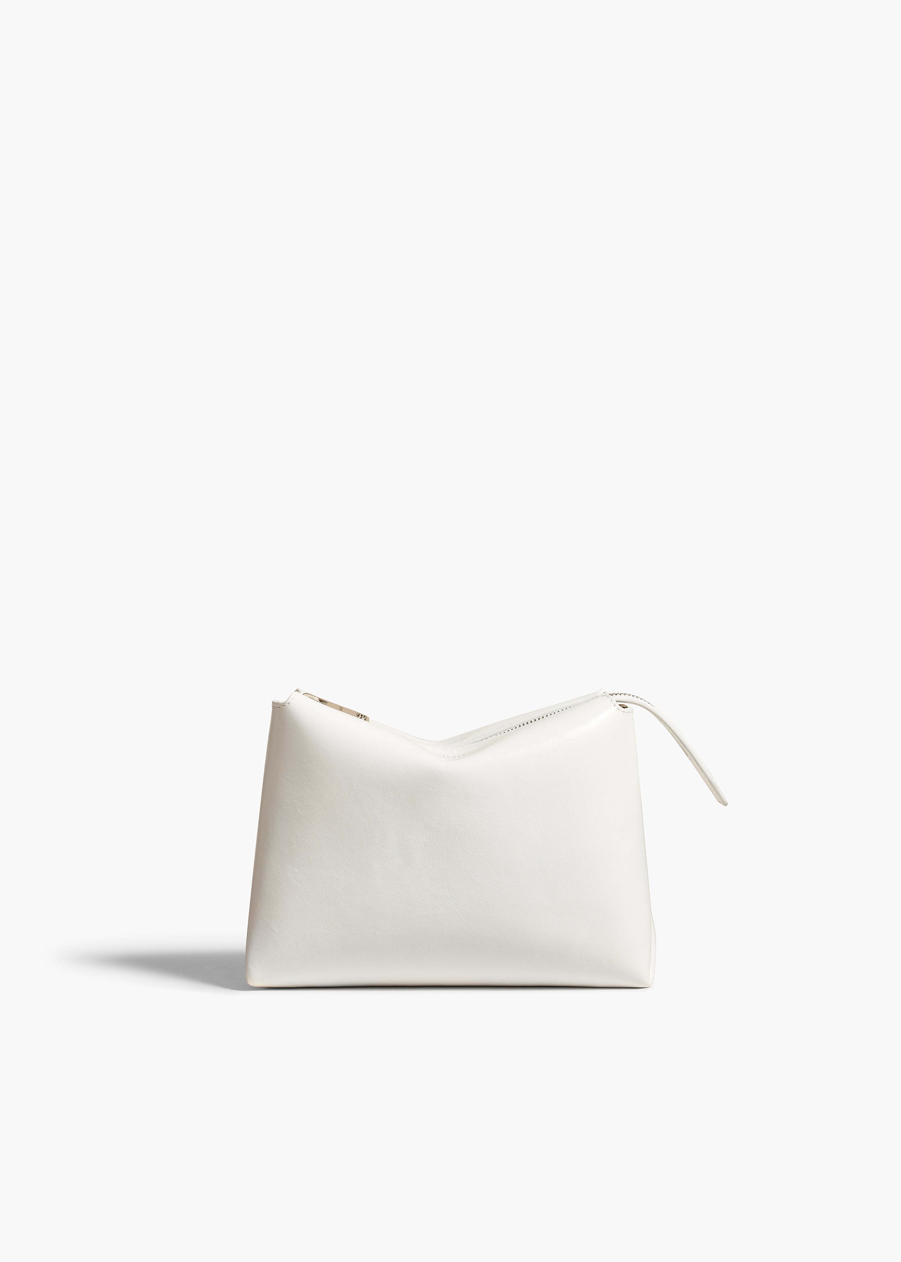 LINA SMALL POUCHETTE IN OPTIC WHITE CRACKLE PATENT LEATHER FRONT VIEW