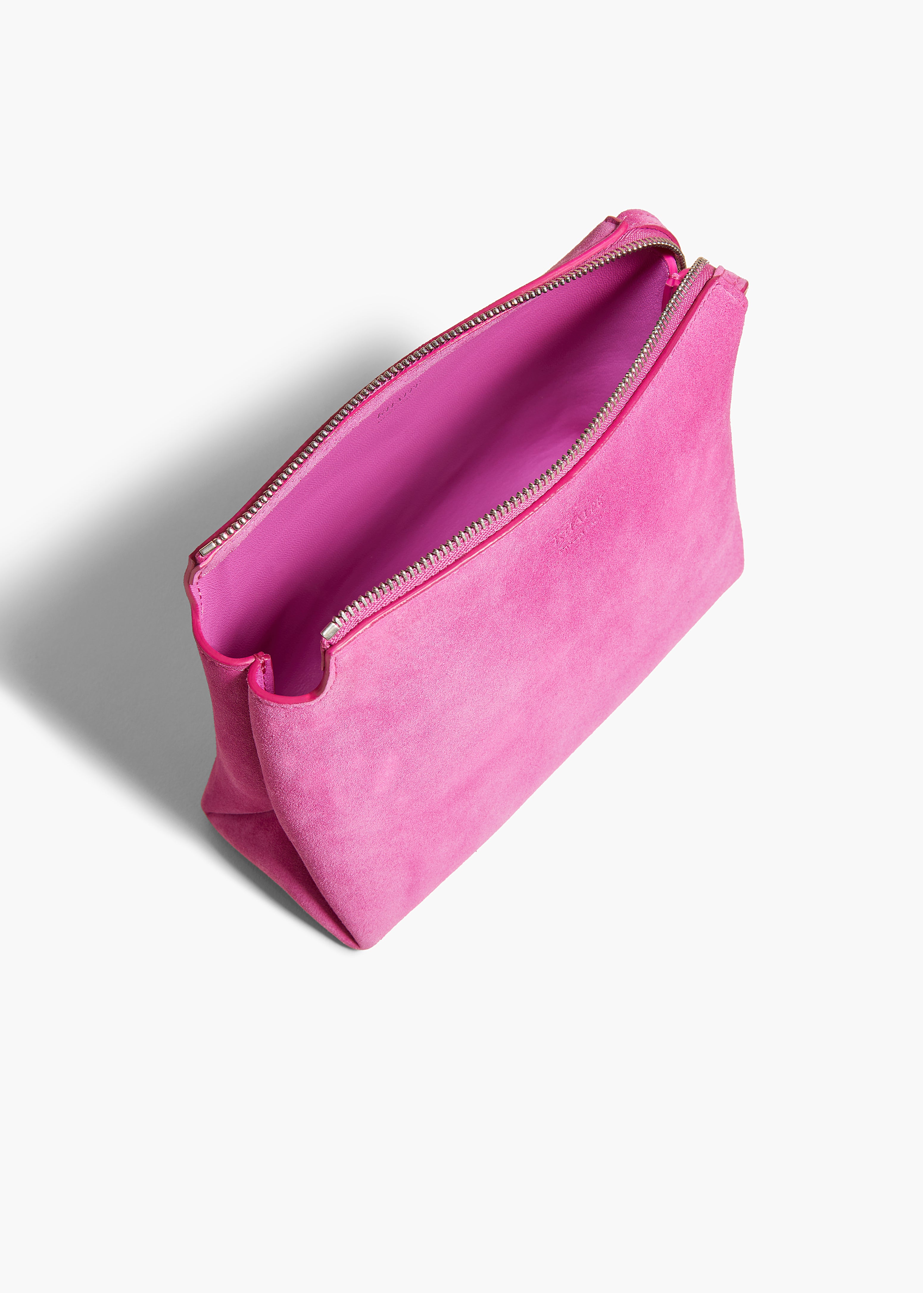 LINA SMALL POUCHETTE IN ORCHID SUEDE OVERHEAD VIEW