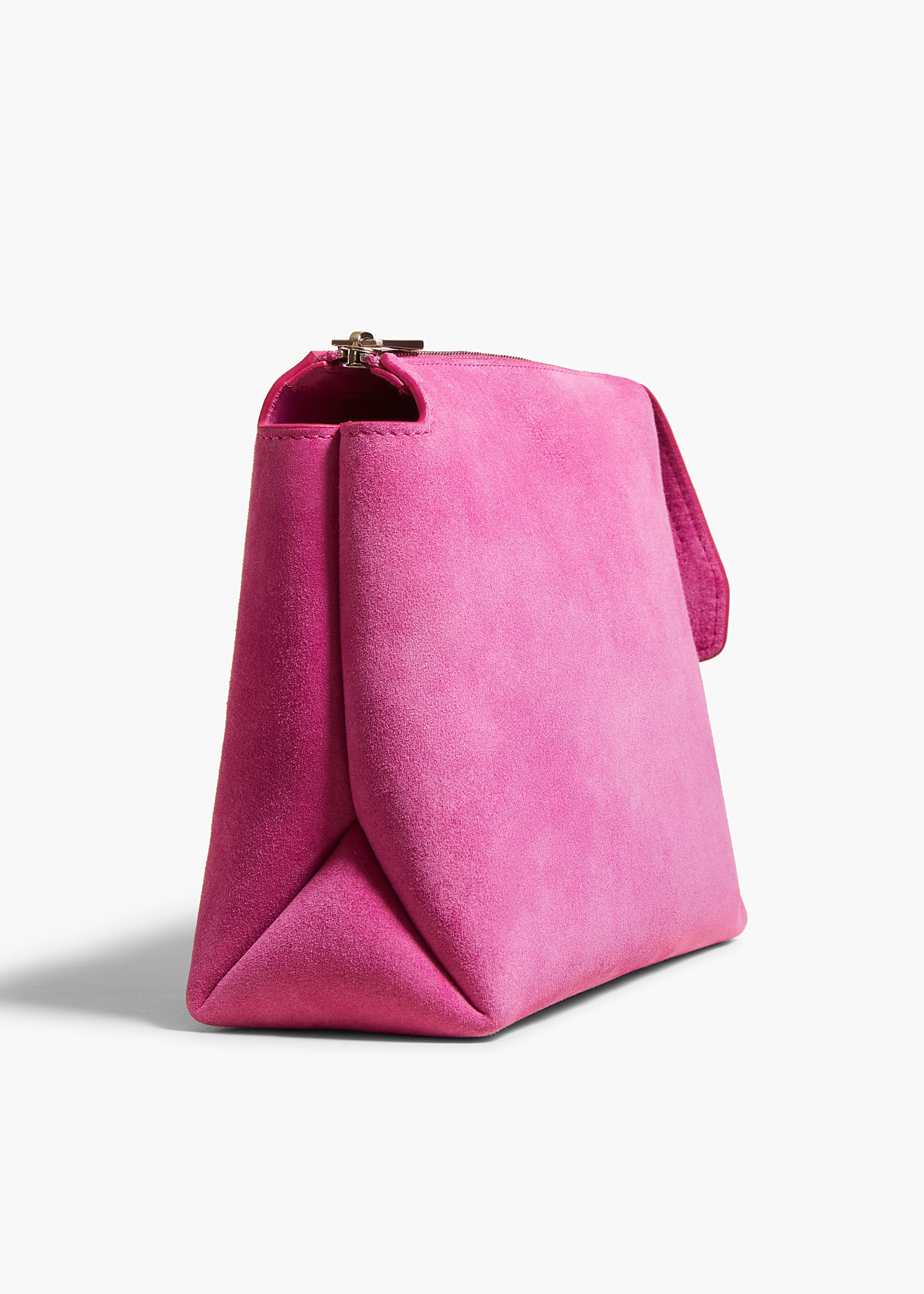 LINA SMALL POUCHETTE IN ORCHID SUEDE DETAILED VIEW