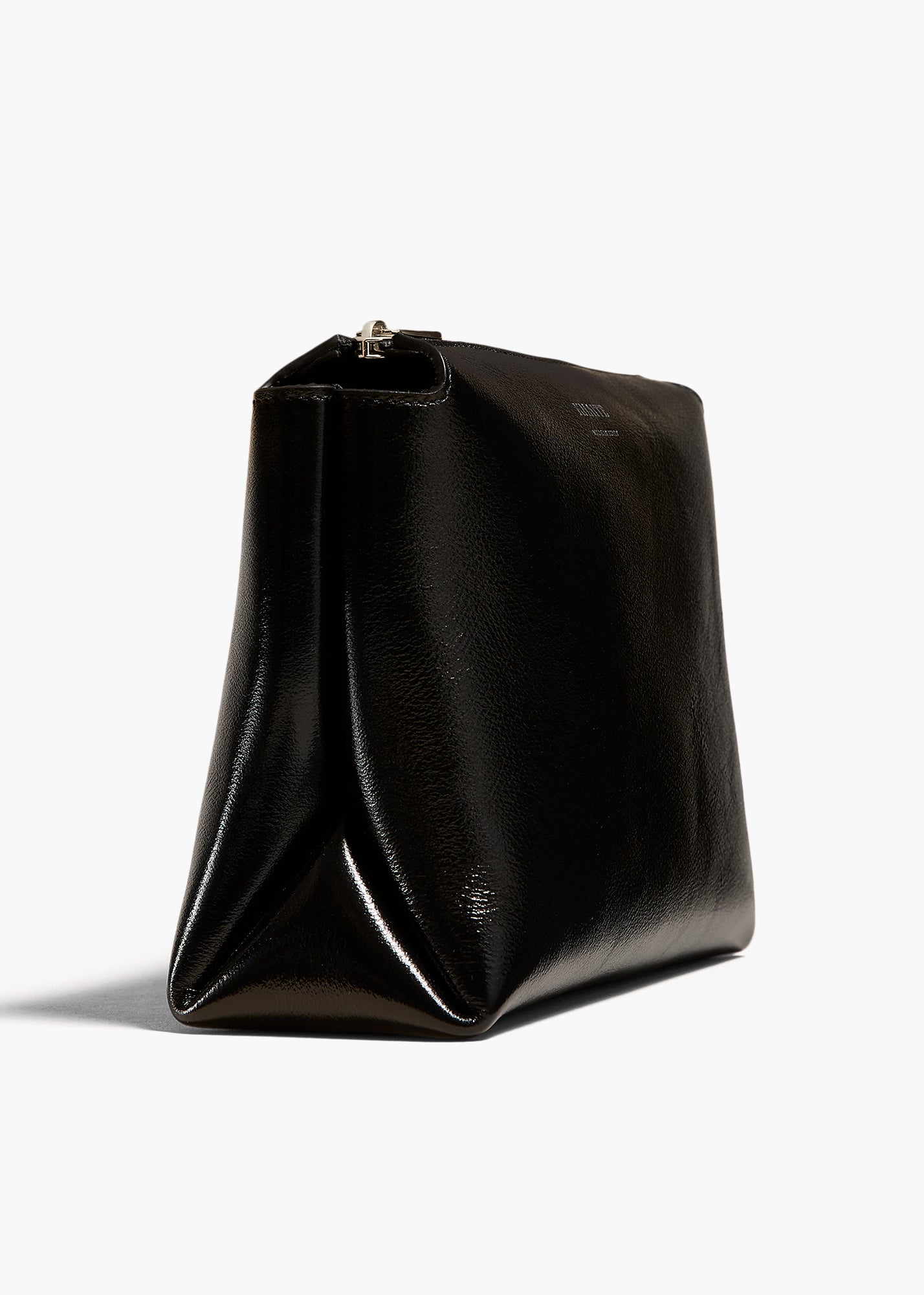 LINA SMALL POUCHETTE IN BLACK CRACKLE PATENT LEATHER DETAILED VIEW