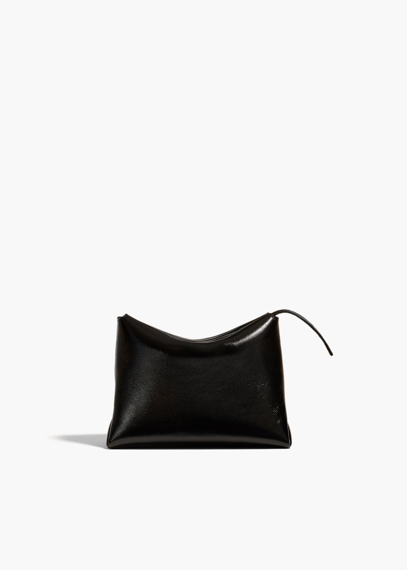 LINA SMALL POUCHETTE IN BLACK CRACKLE PATENT LEATHER FRONT VIEW