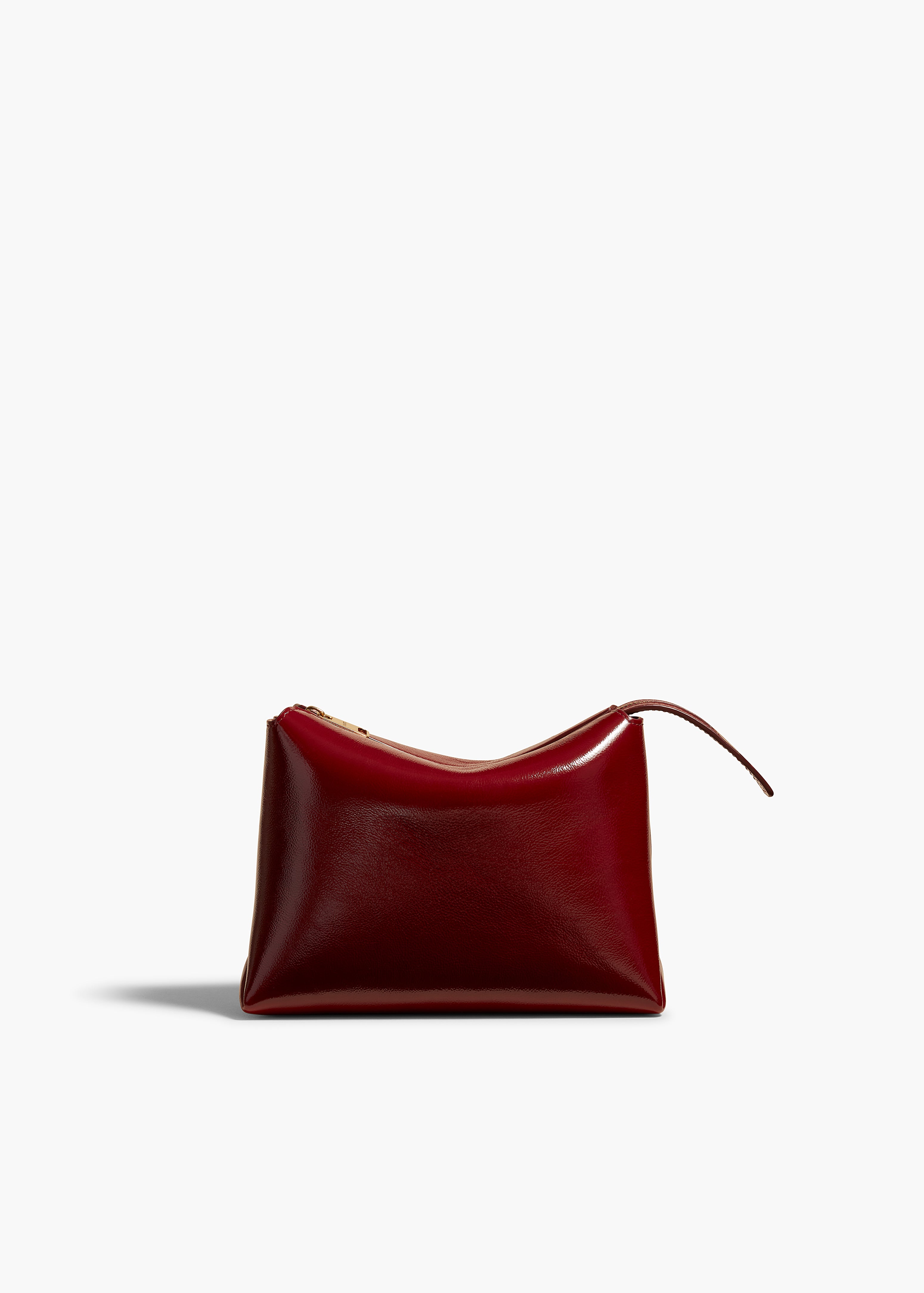 LINA SMALL POUCHETTE IN OXBLOOD CRACKLE PATENT LEATHER FRONT VIEW