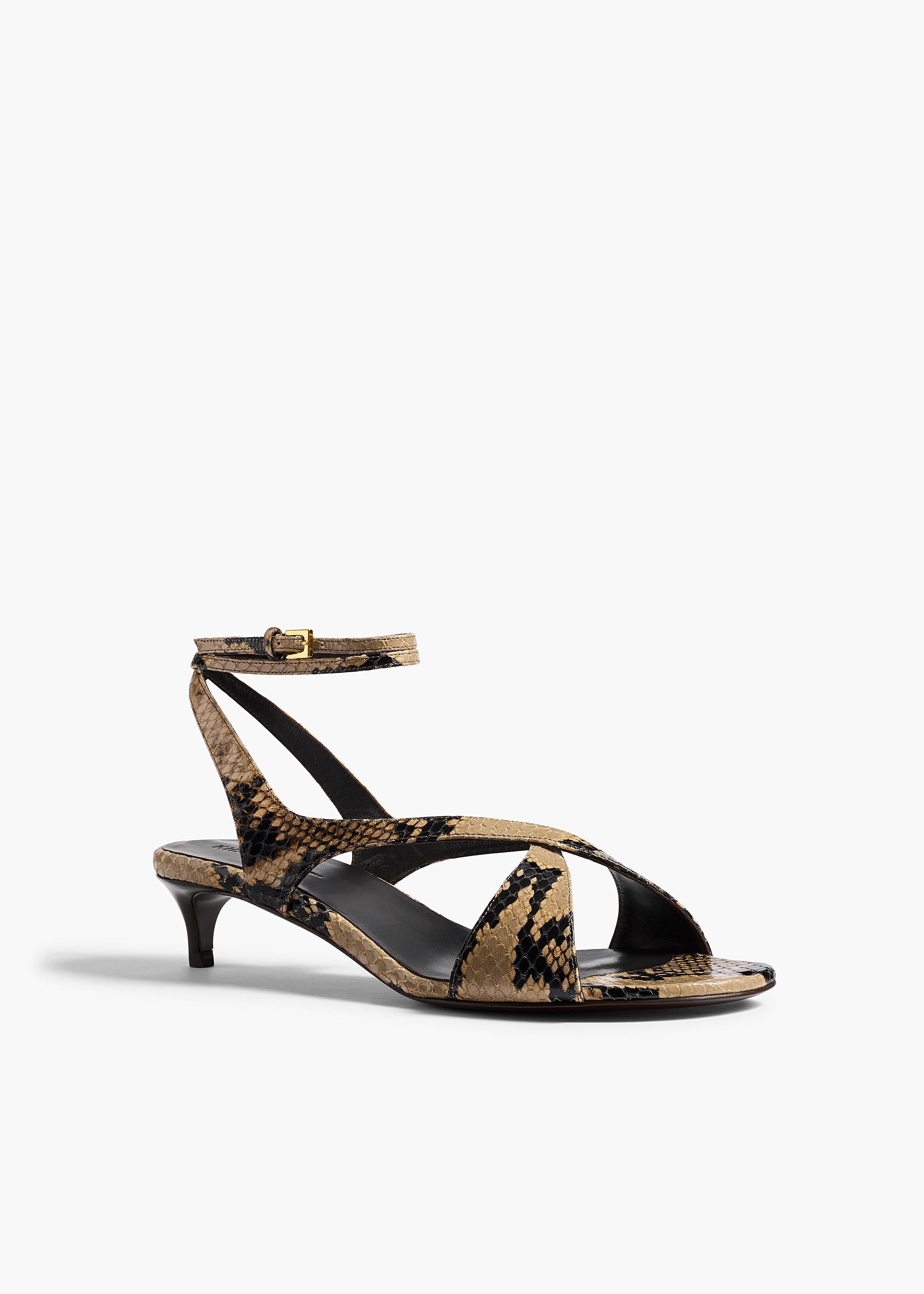 Liria Kitten Heel Sandal in Python-Embossed Taupe