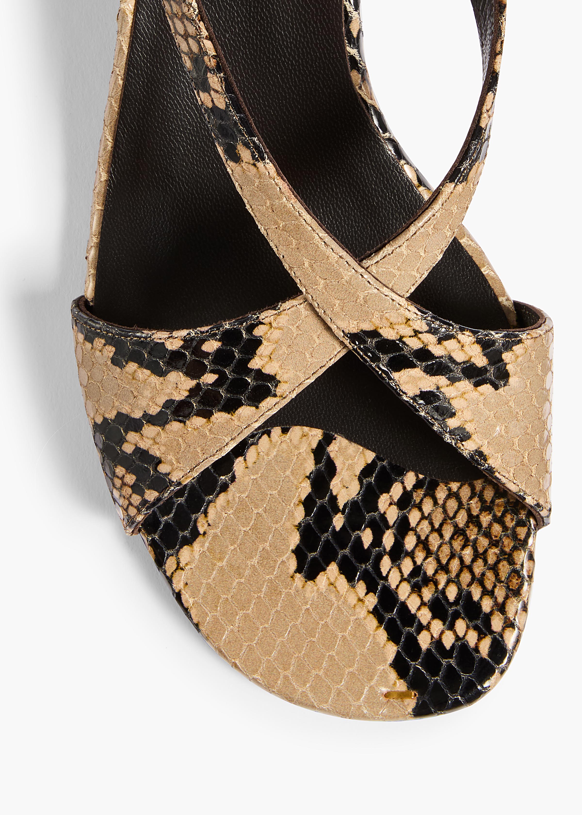 Liria Kitten Heel Sandal in Python-Embossed Taupe
