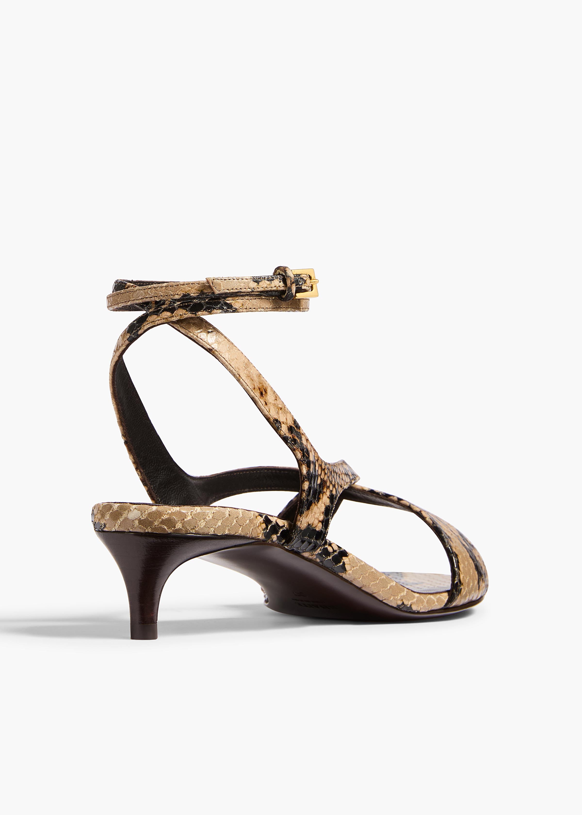Liria Kitten Heel Sandal in Python-Embossed Taupe