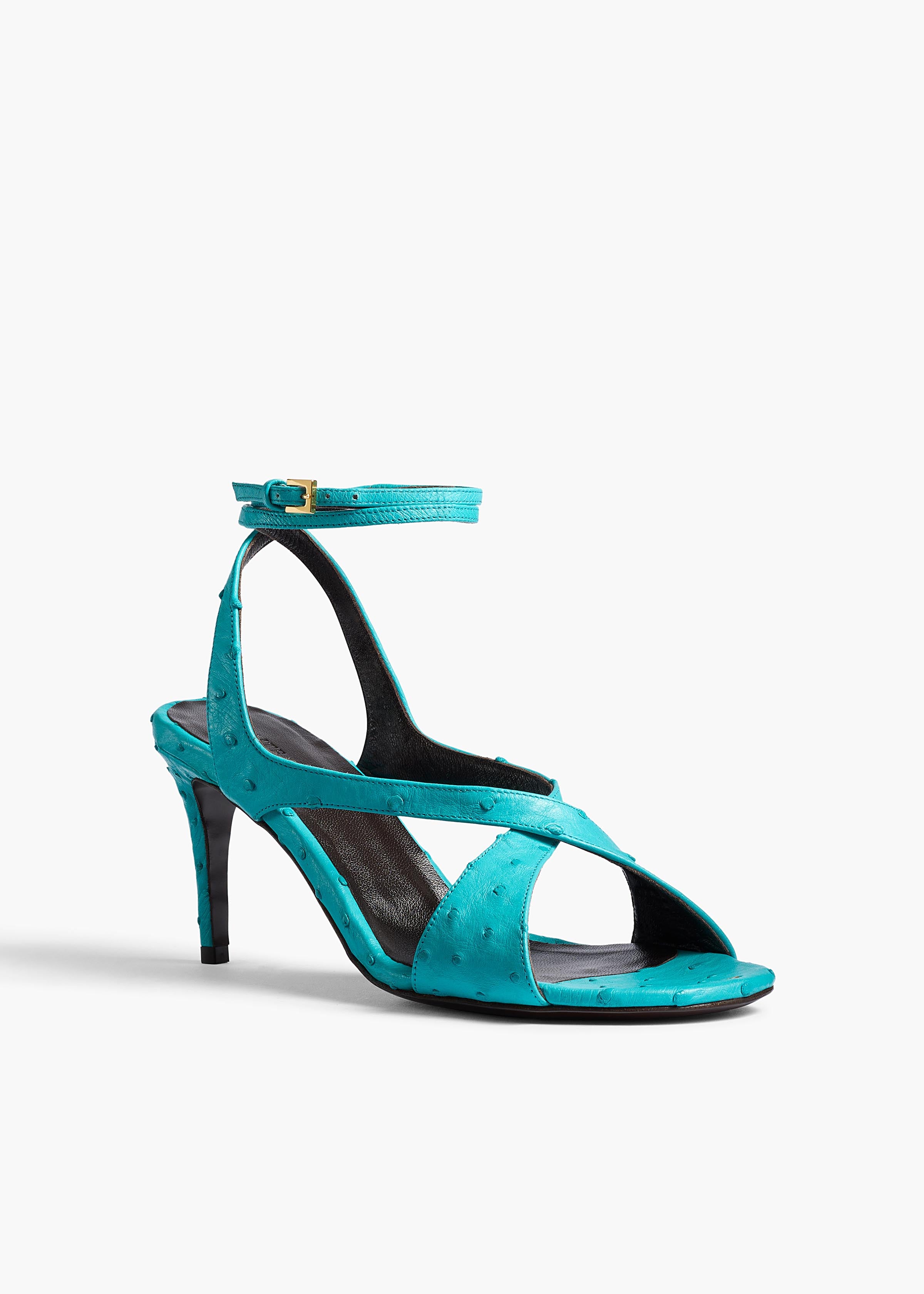 Liria Ankle Strap Sandal in Crystal Blue Ostrich