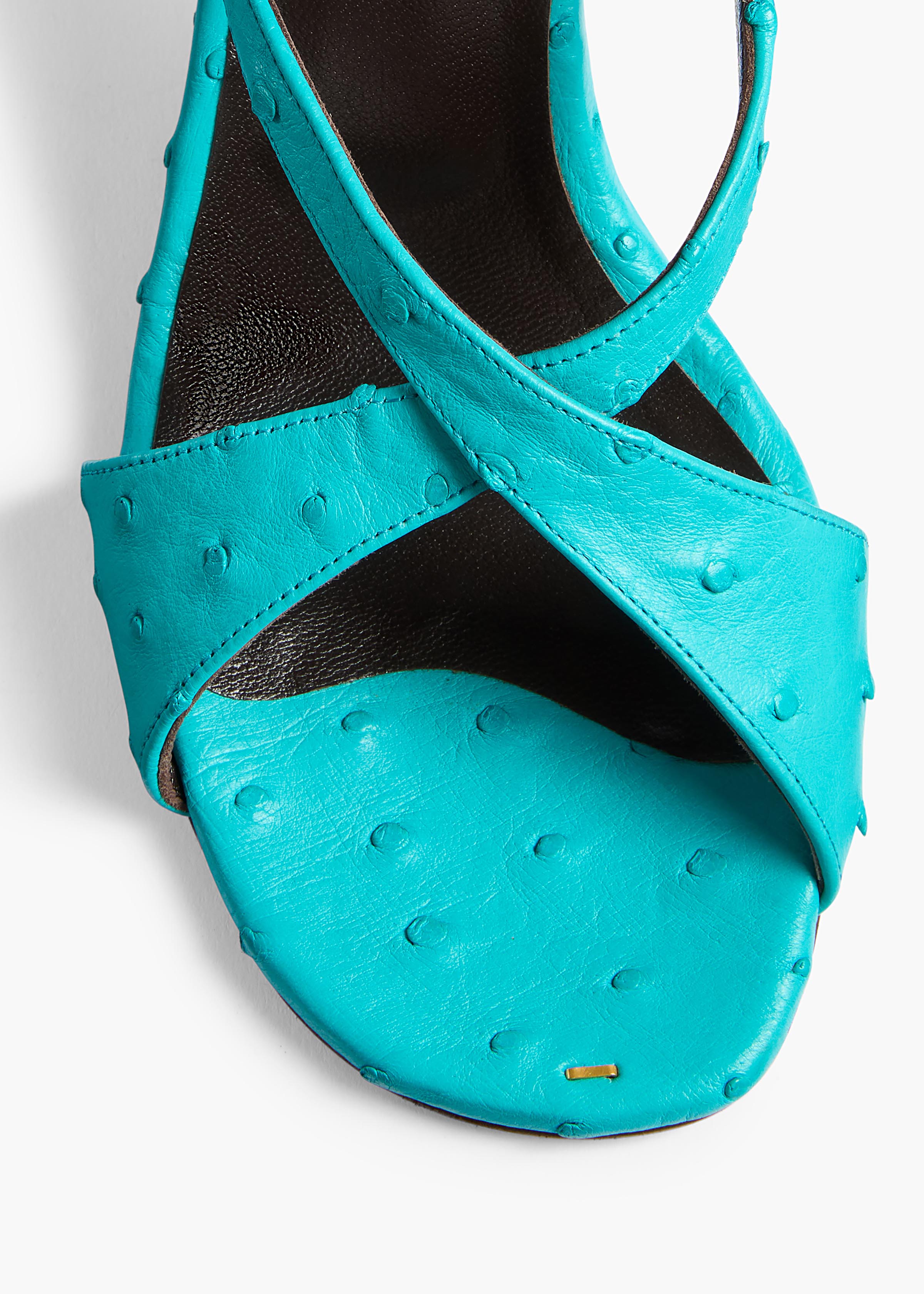 Liria Ankle Strap Sandal in Crystal Blue Ostrich