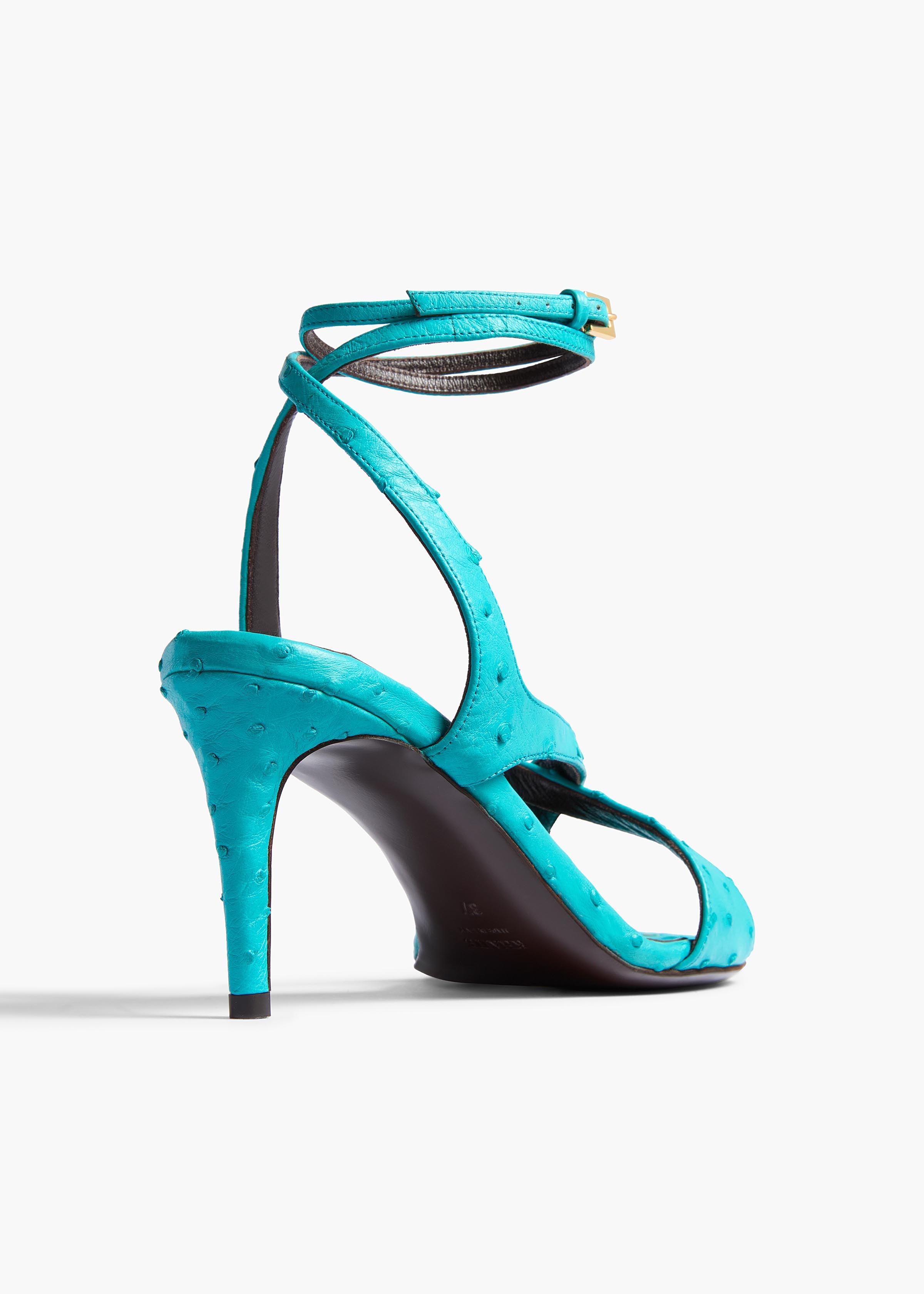 Liria Ankle Strap Sandal in Crystal Blue Ostrich