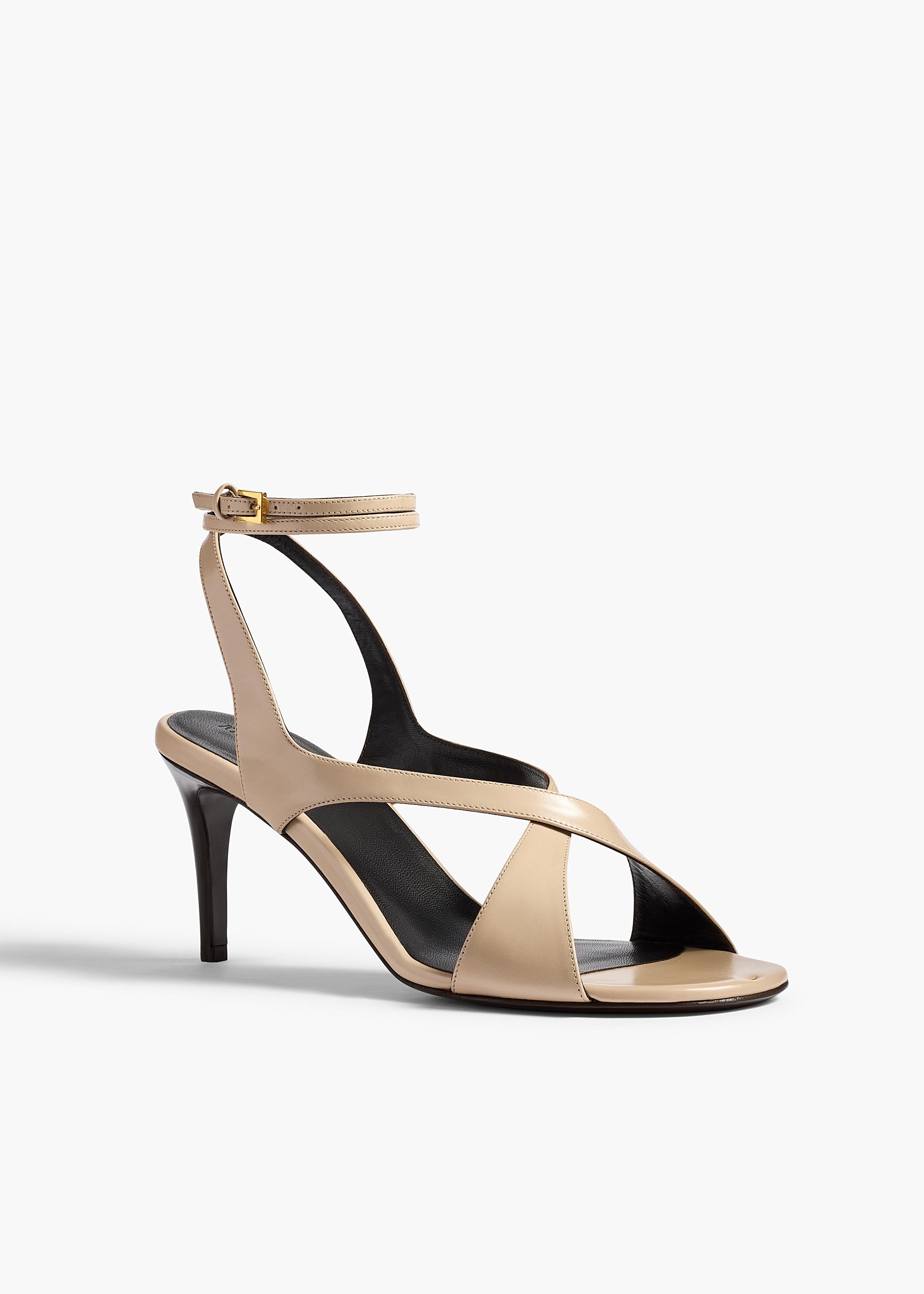 Liria Ankle Strap Sandal in Nude Glazed Leather