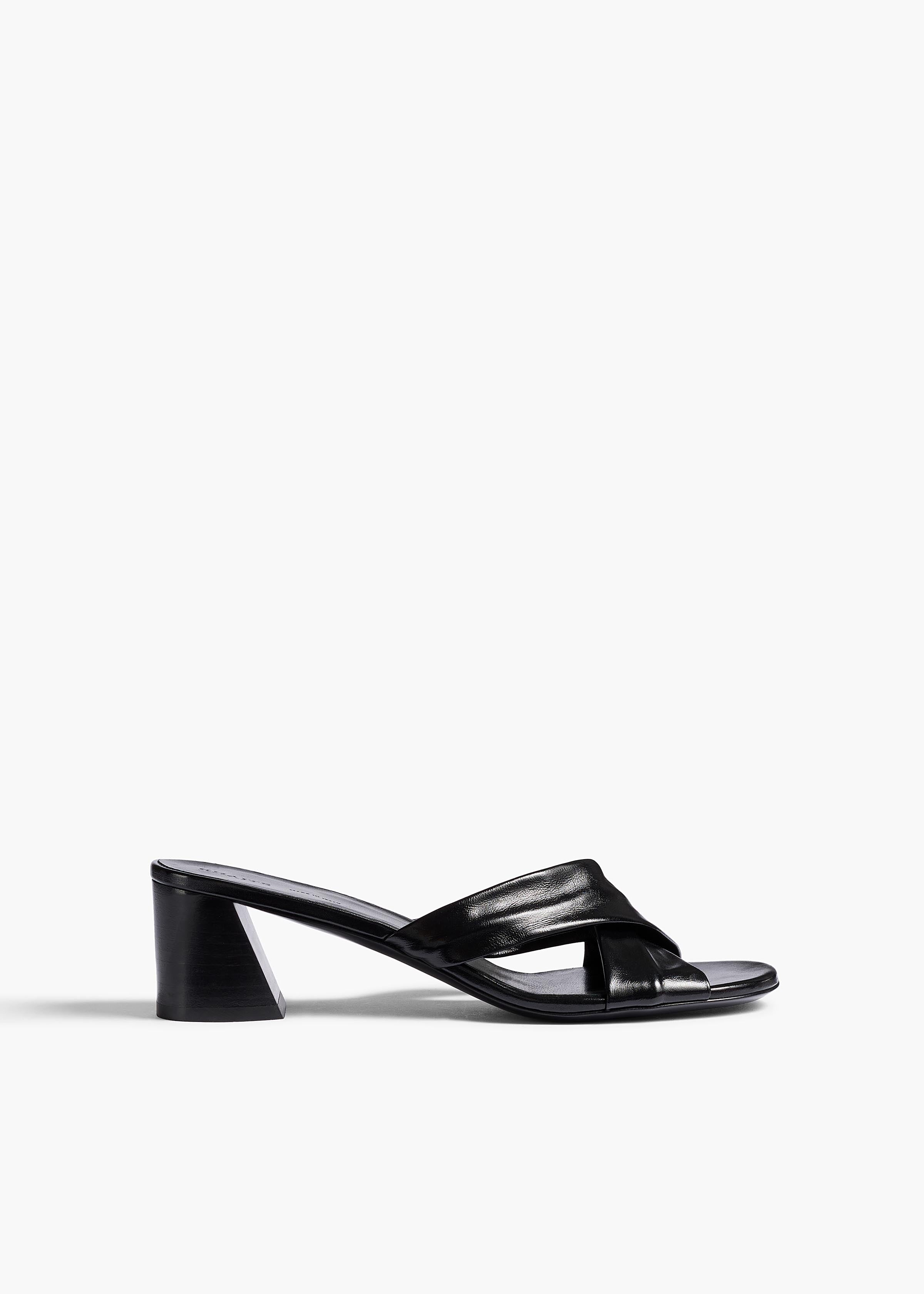 Liria Sandal in Black Glazed Leather