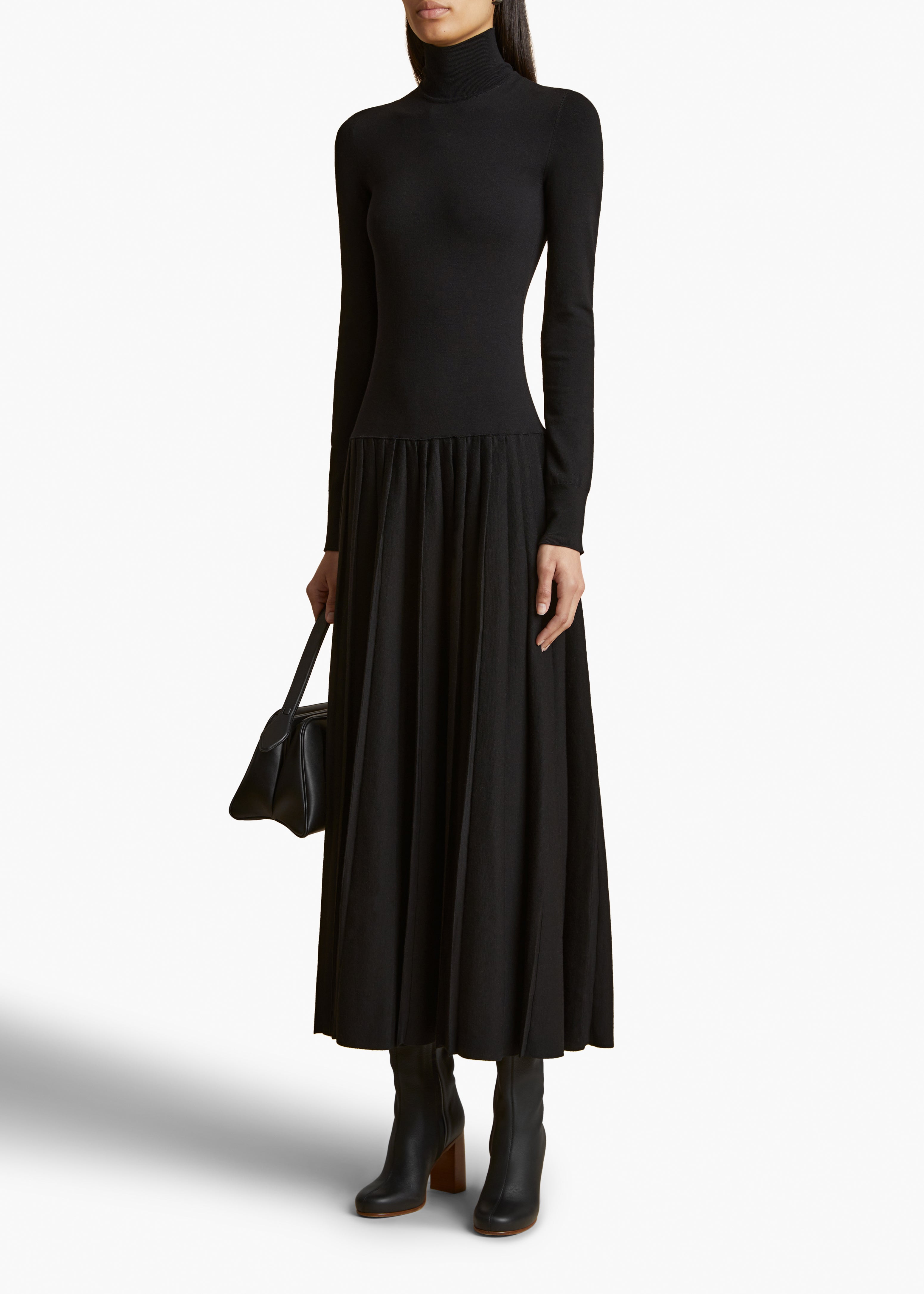 LISETTE DRESS IN BLACK FRONT VIEW STYLED