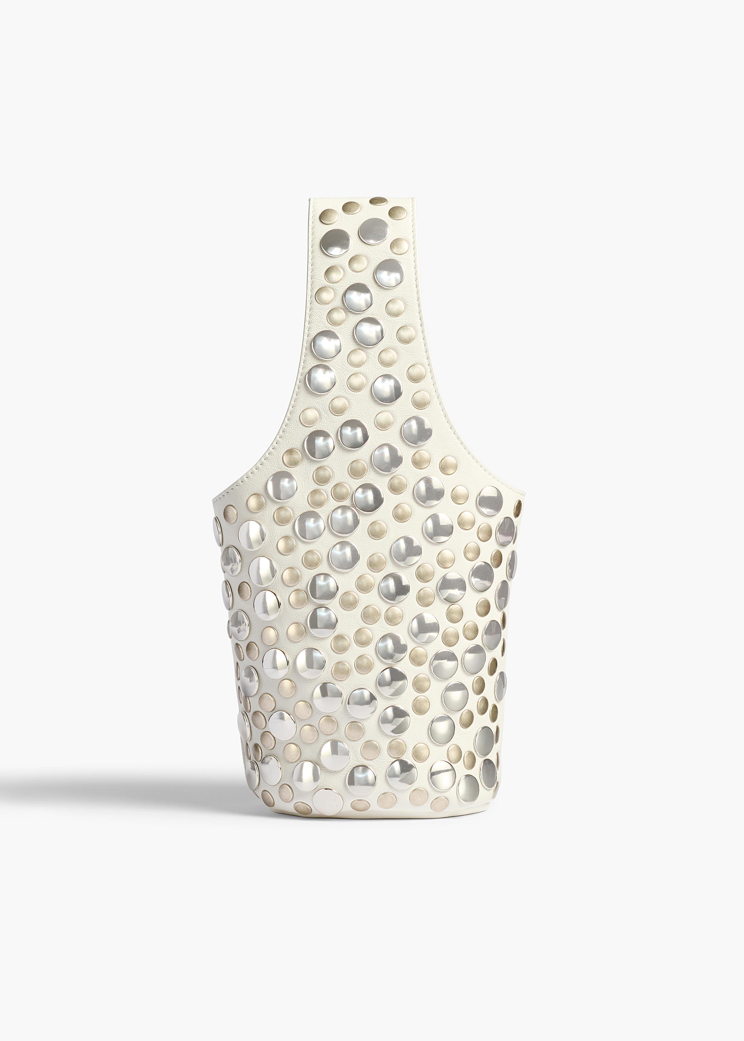 Livia Bag in Optic White Leather with Silver Studs
