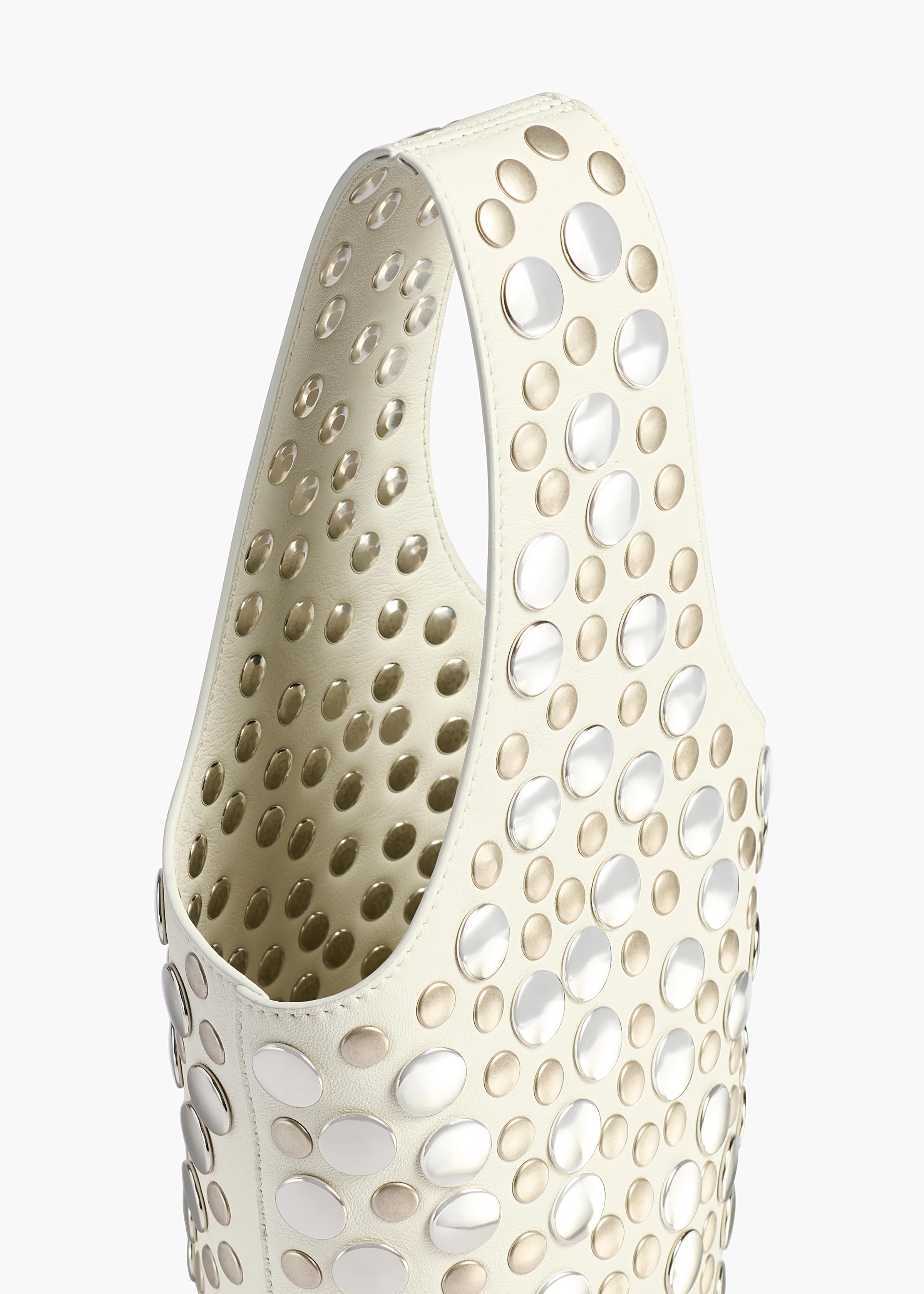 Livia Bag in Optic White Leather with Silver Studs