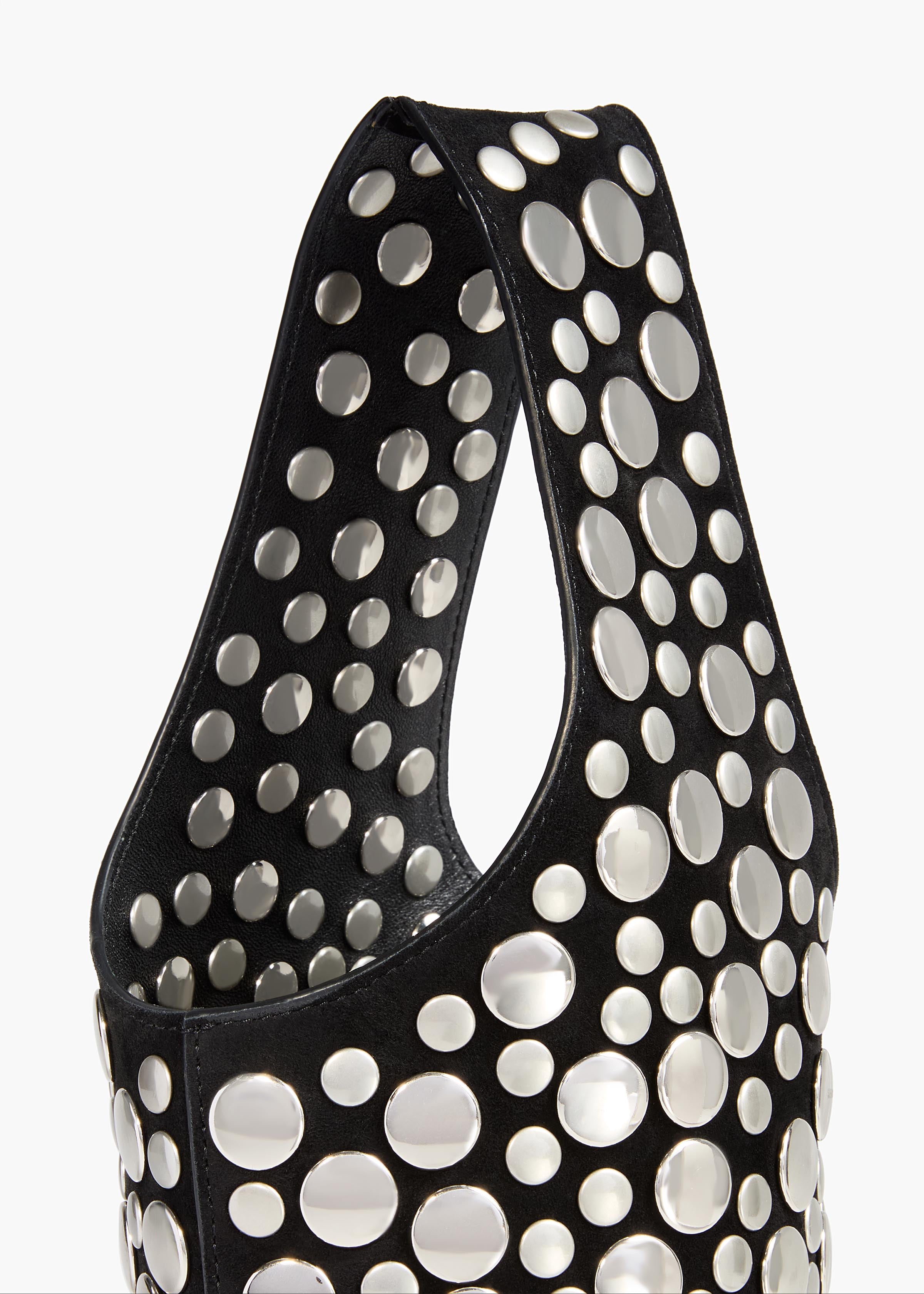 Livia Bag in Black Suede with Silver Studs