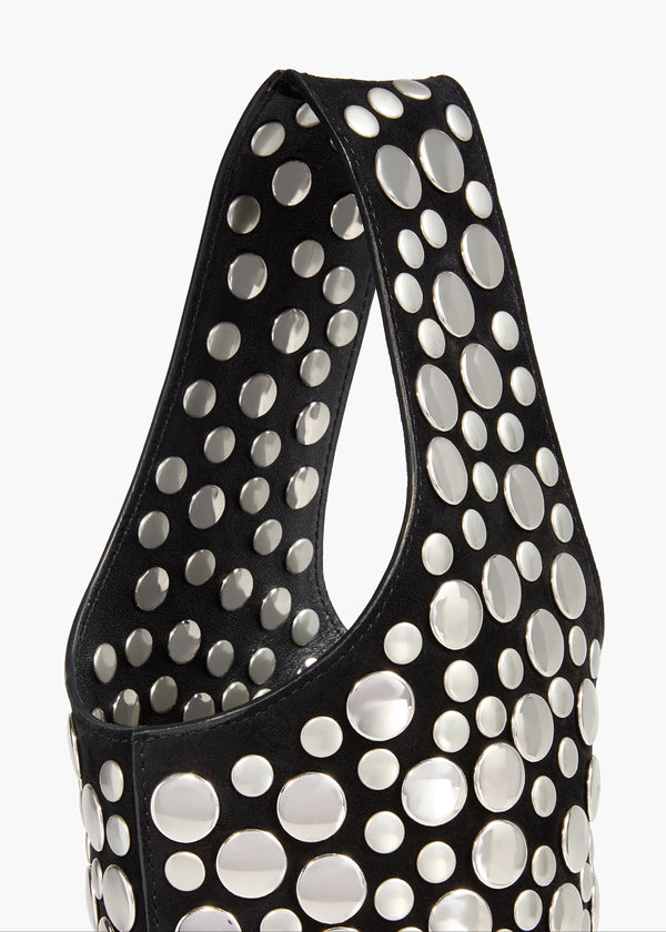 Livia Bag in Black Suede with Silver Studs DETAILED VIEW 1