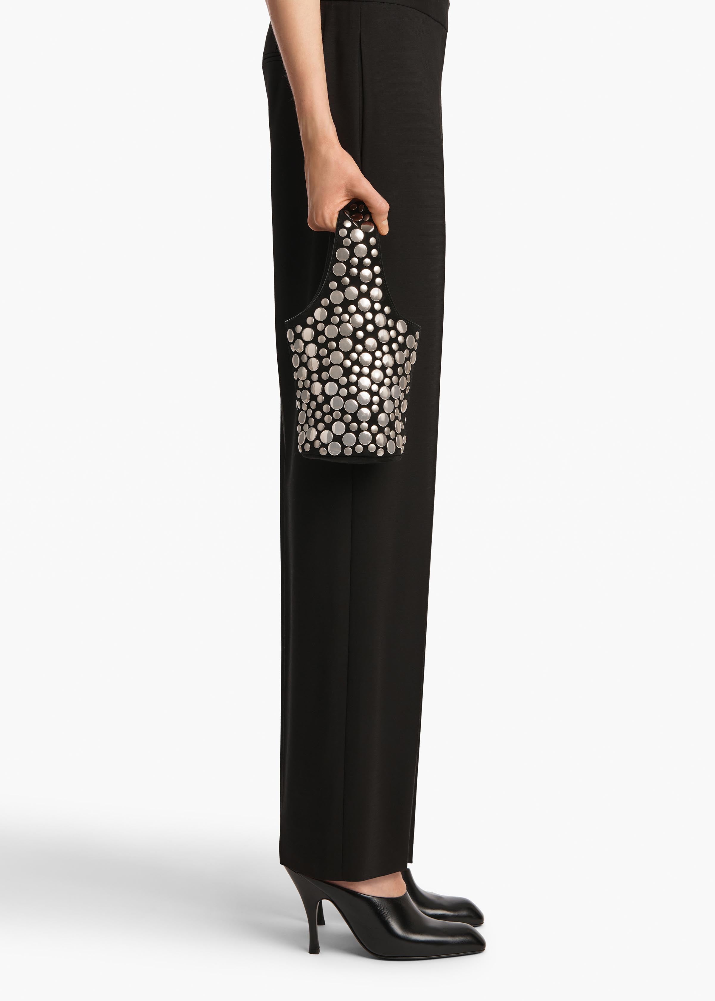Livia Bag in Black Suede with Silver Studs