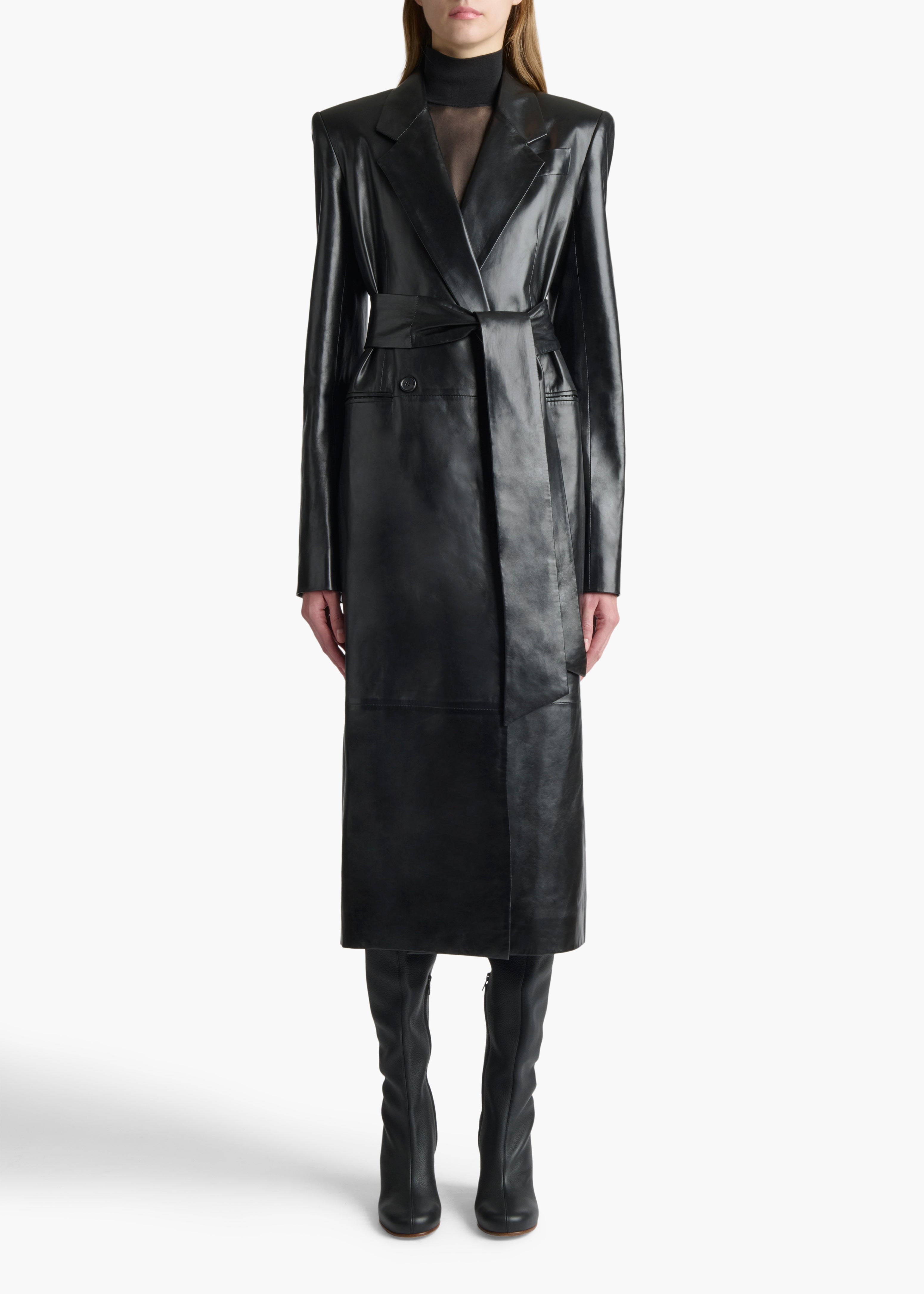 KHAITE - Lolo Coat in Black Leather