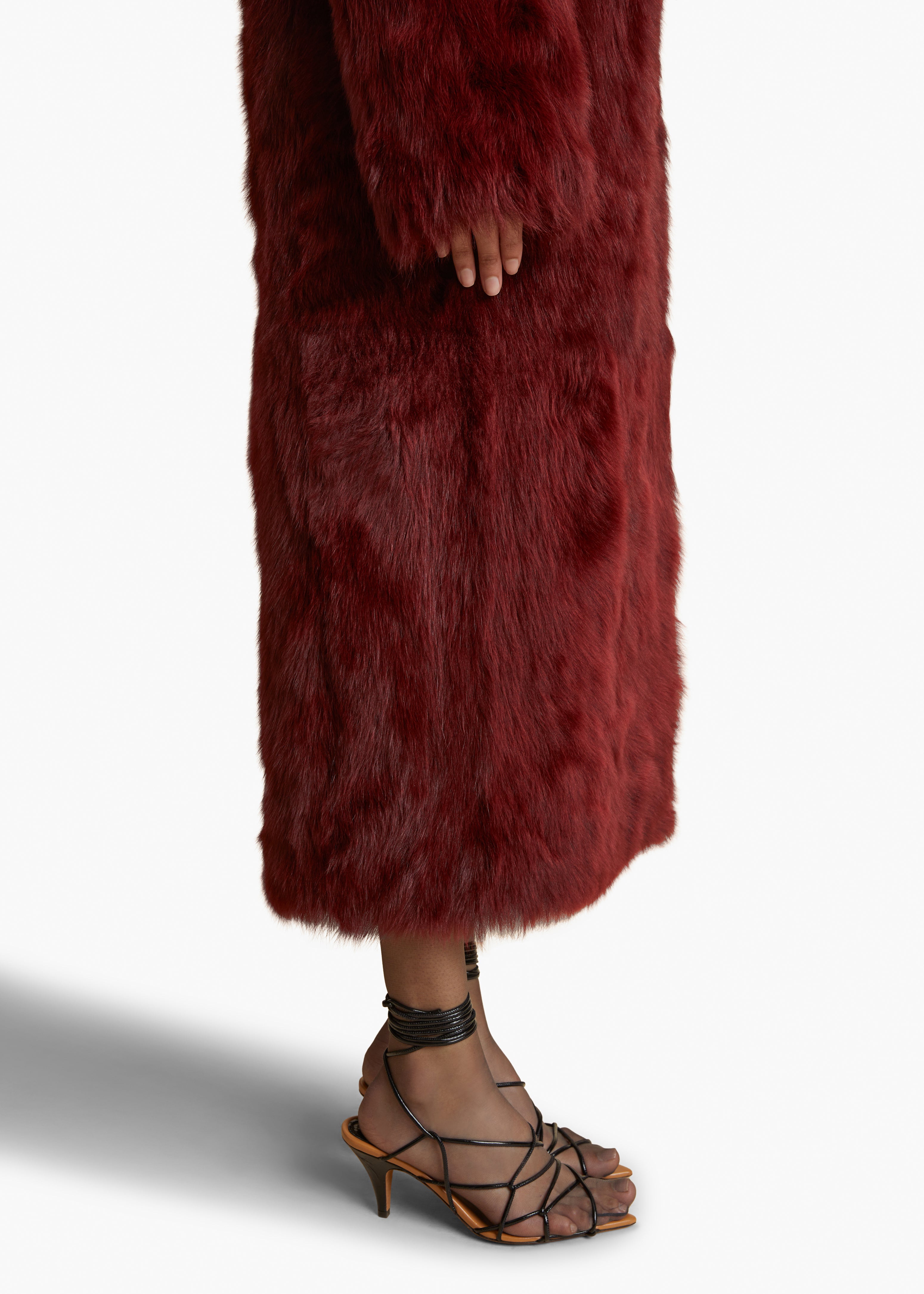 KHAITE - Lolo Shearling Coat in Oxblood