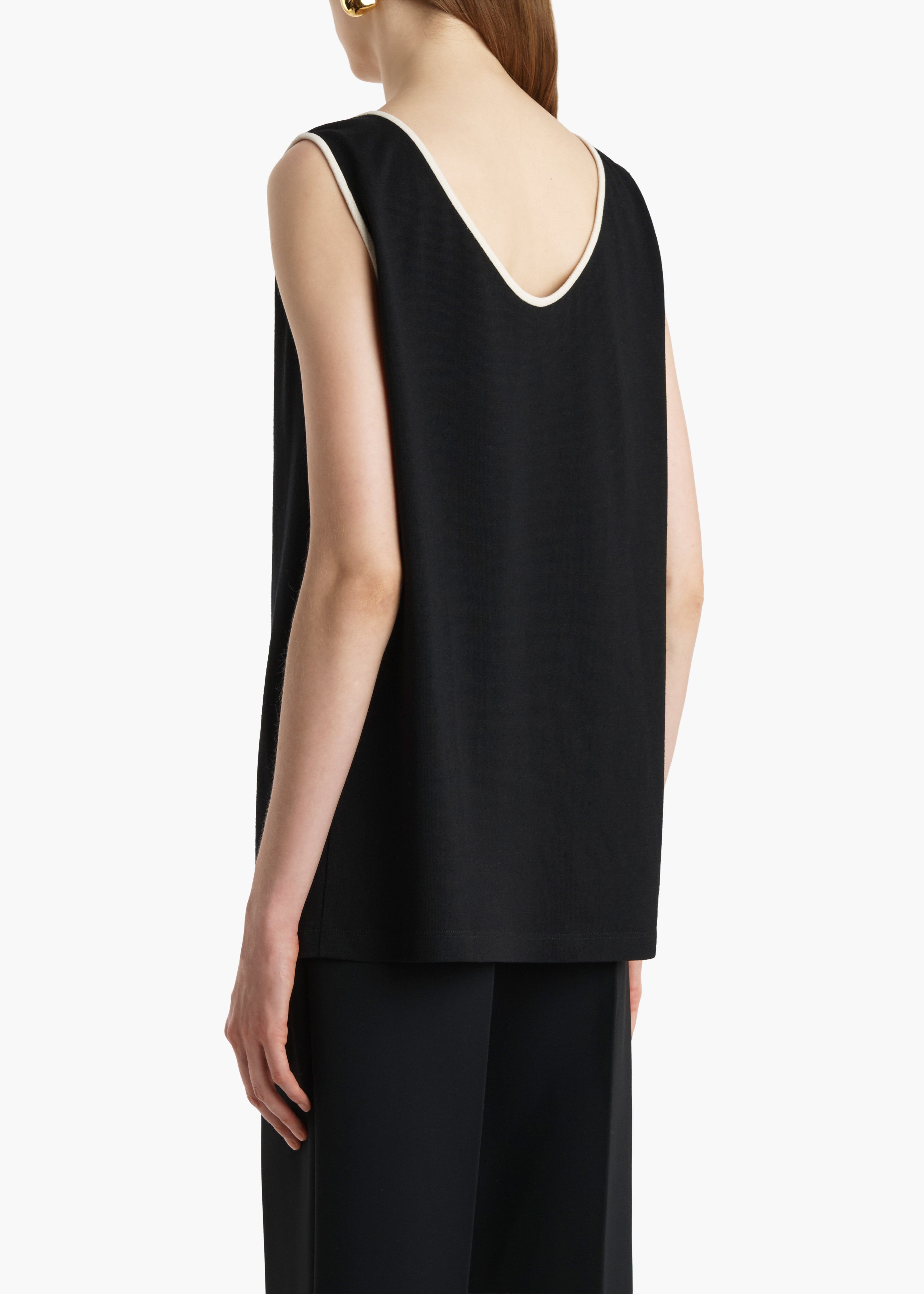 KHAITE  - Longo Top in Cream and Black