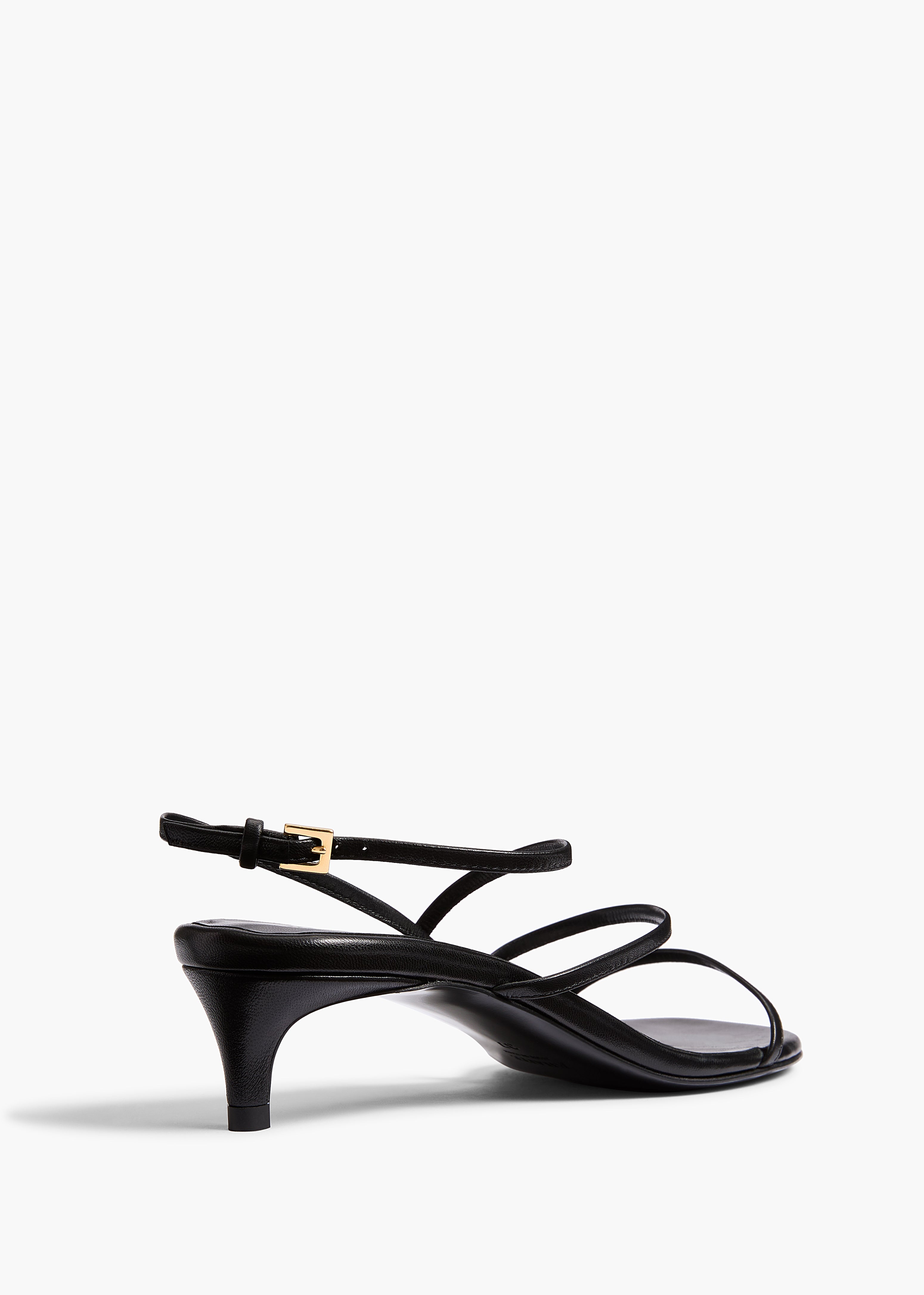 Loop Kitten Heel Sandal in Black Leather