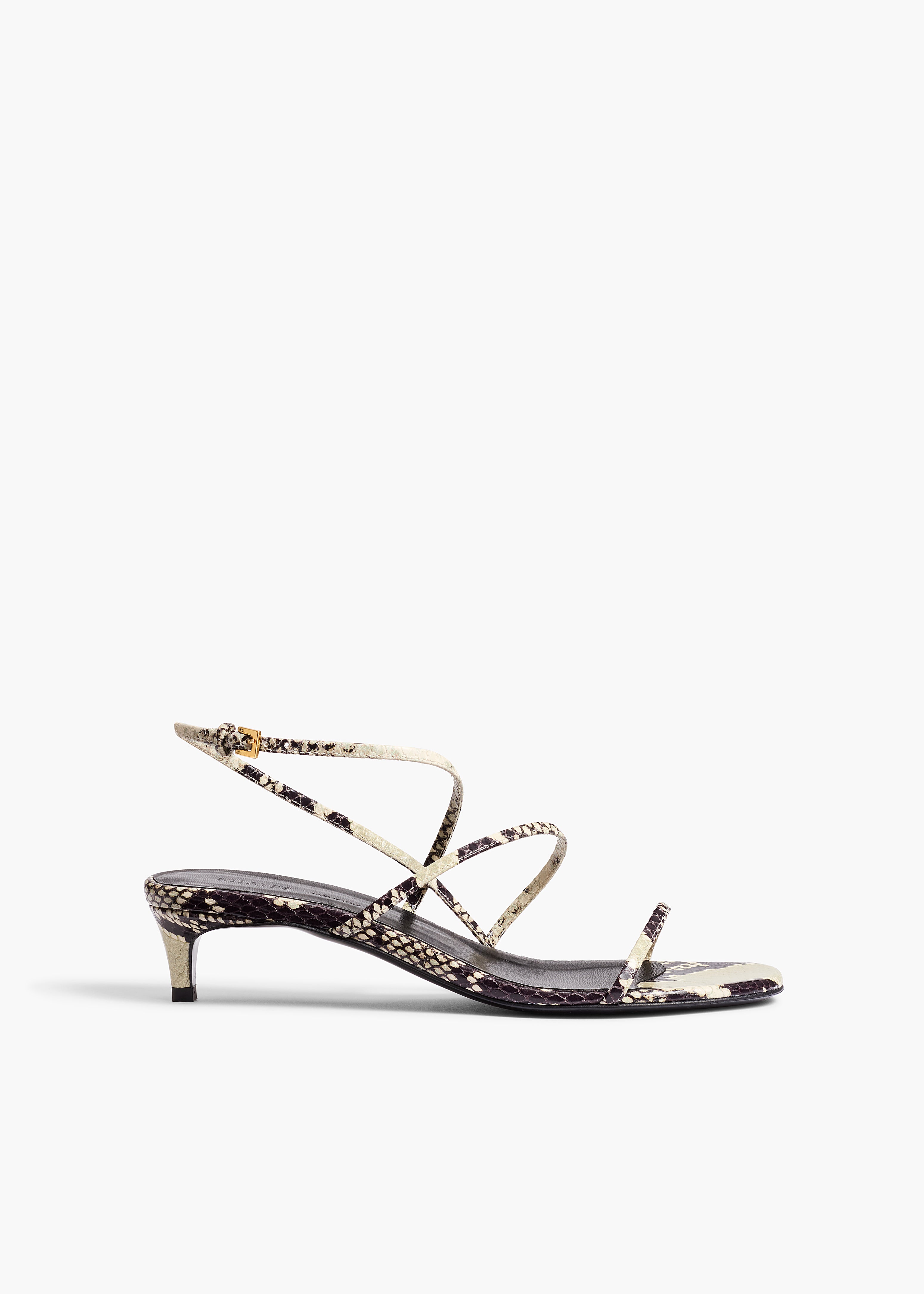 Loop Kitten Heel Sandal in Python-Embossed Leather