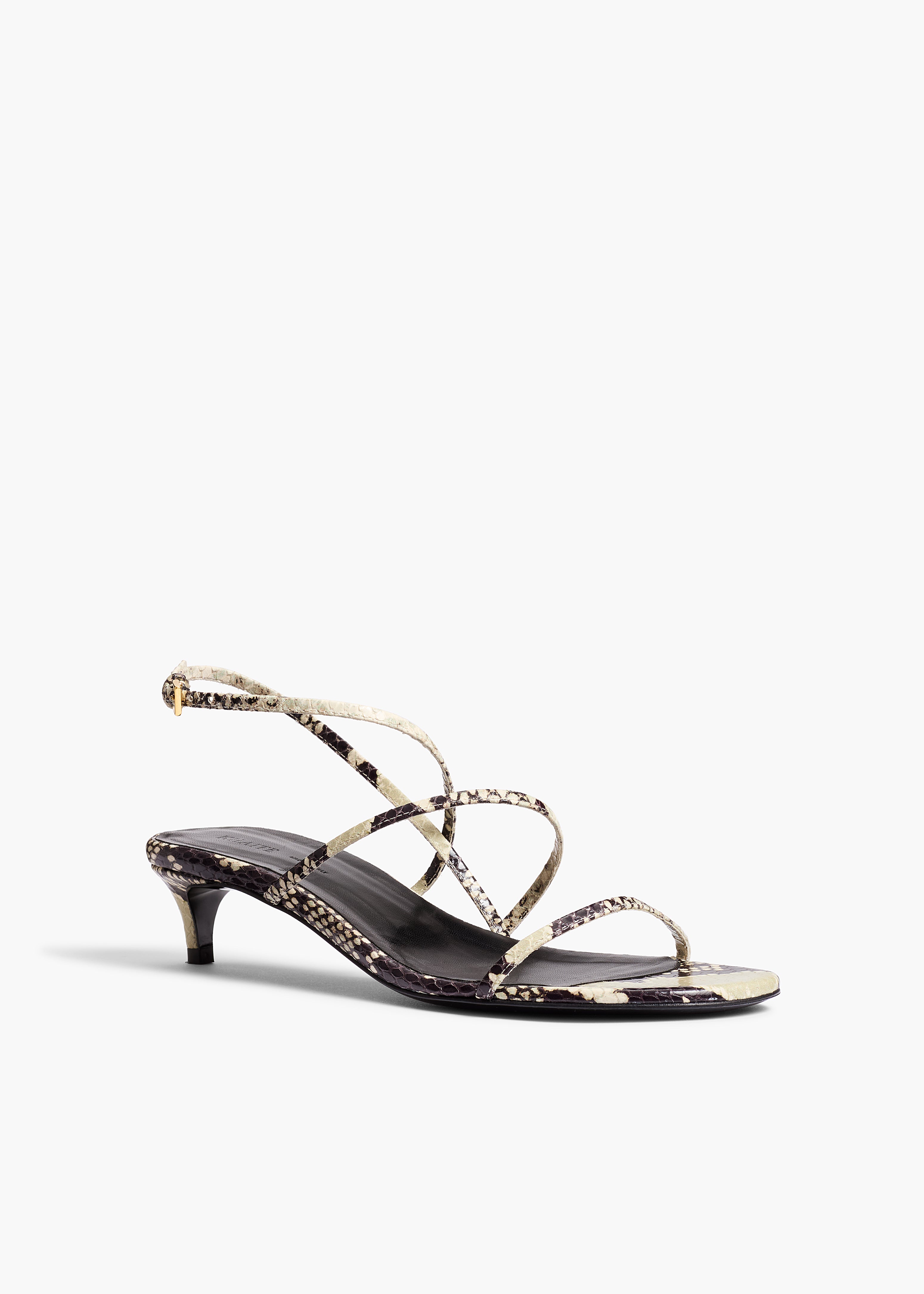 Loop Kitten Heel Sandal in Python-Embossed Leather