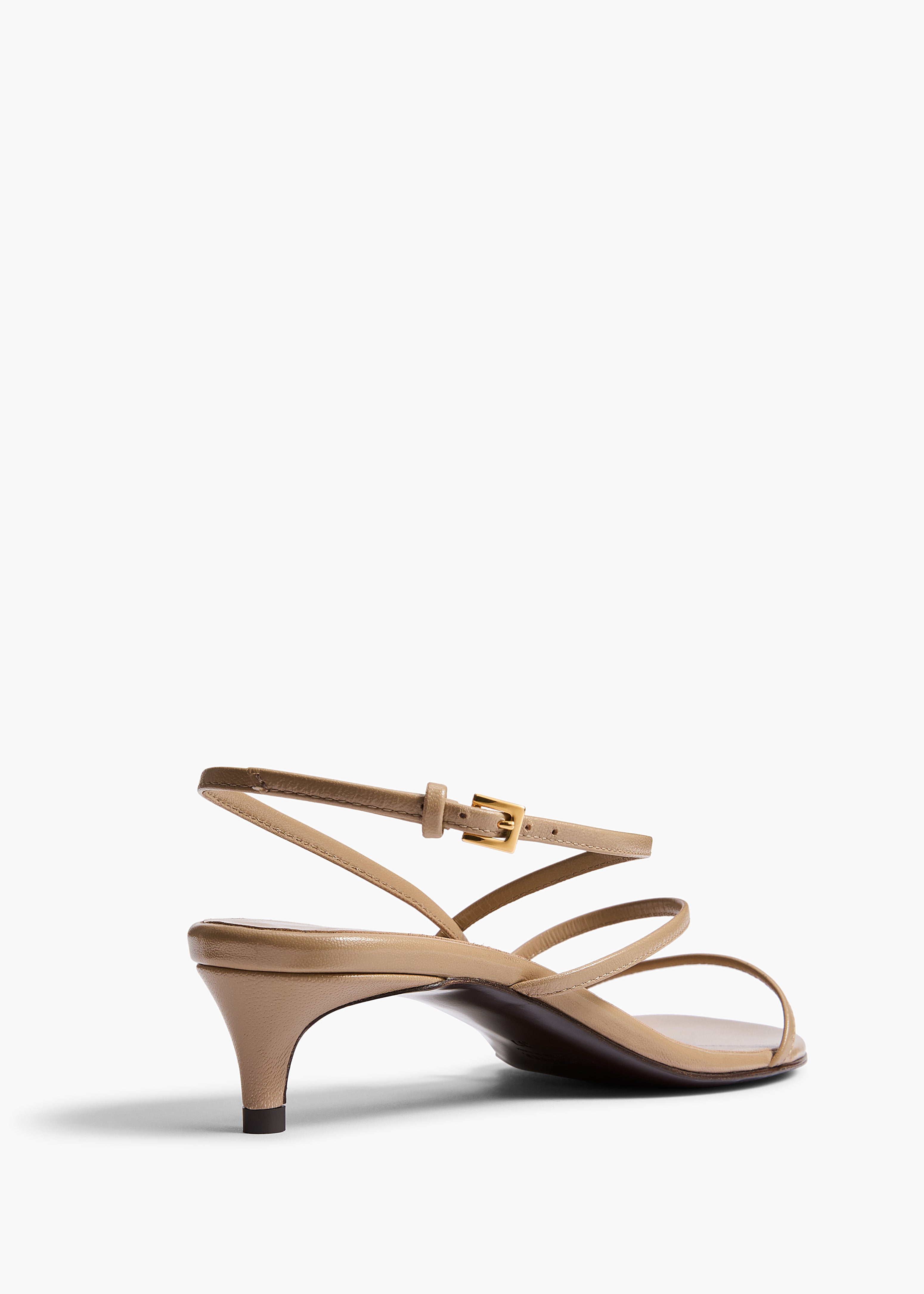 Loop Kitten Heel Sandal in Beige Leather BACK VIEW