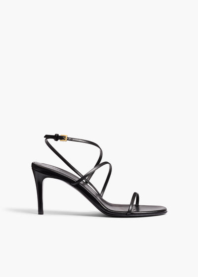 Loop Sandal in Black Leather FRONT VIEW